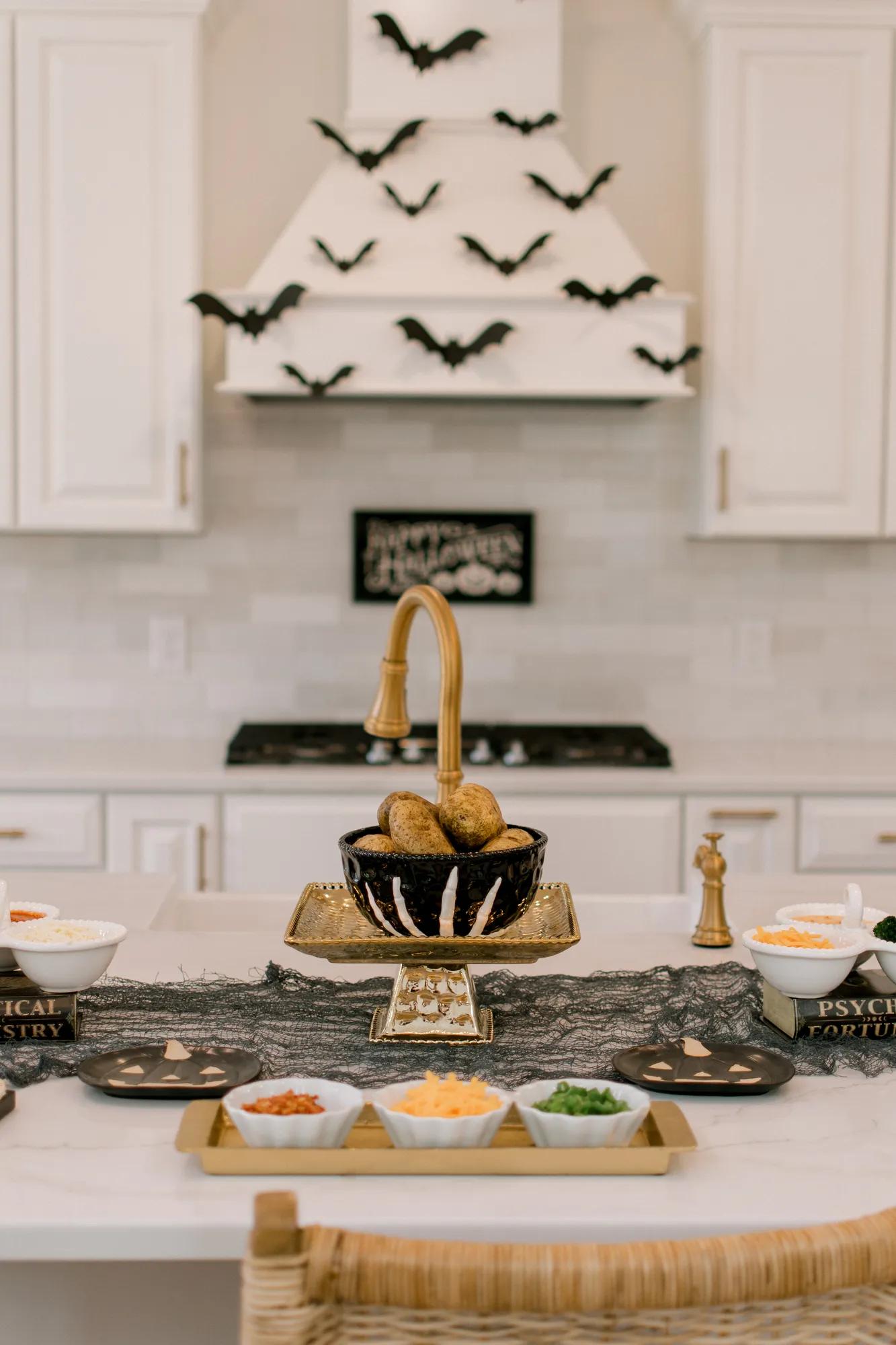 A gorgeous interior display of Halloween decorations