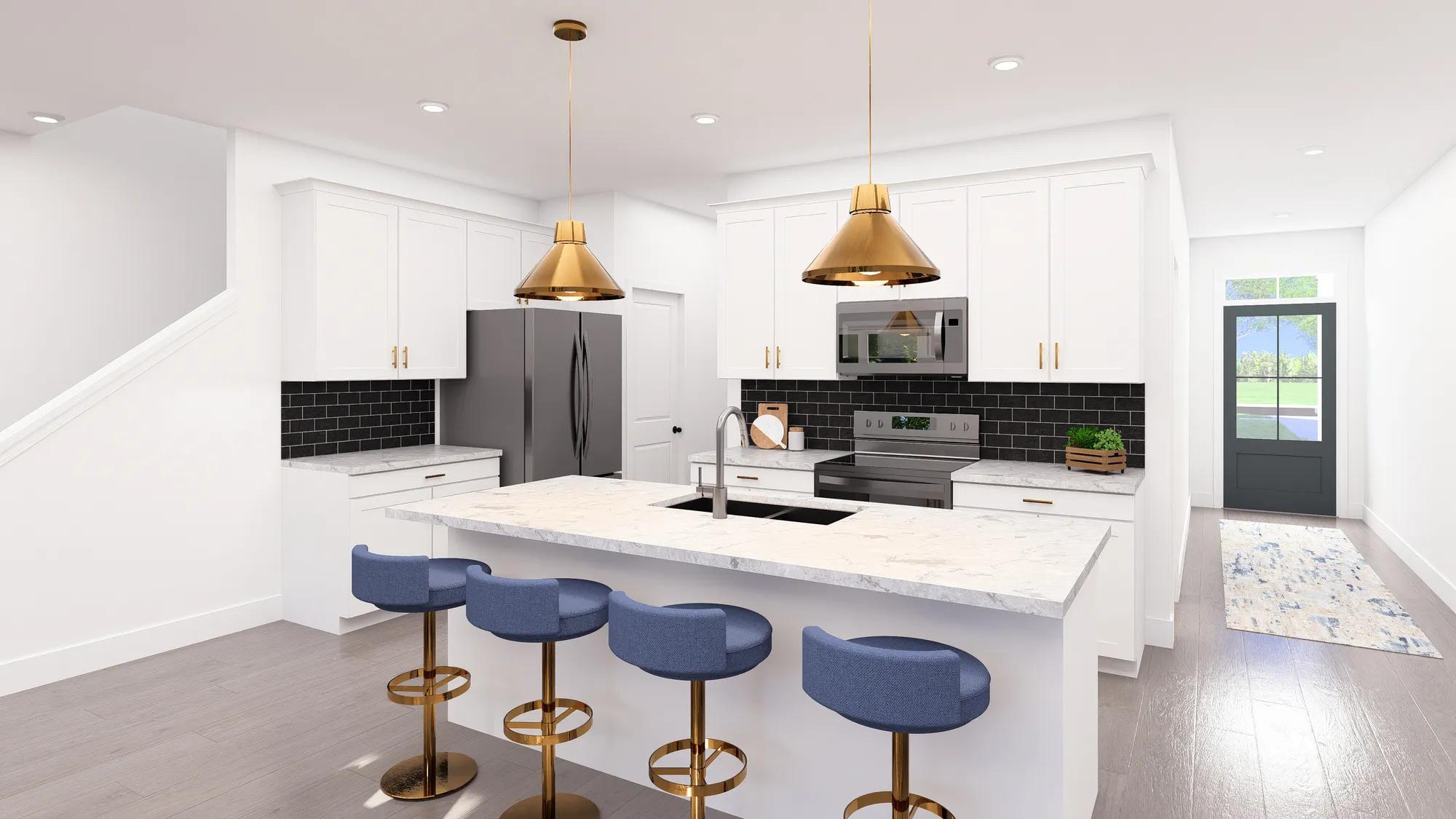 Custom home kitchen with tile backsplash