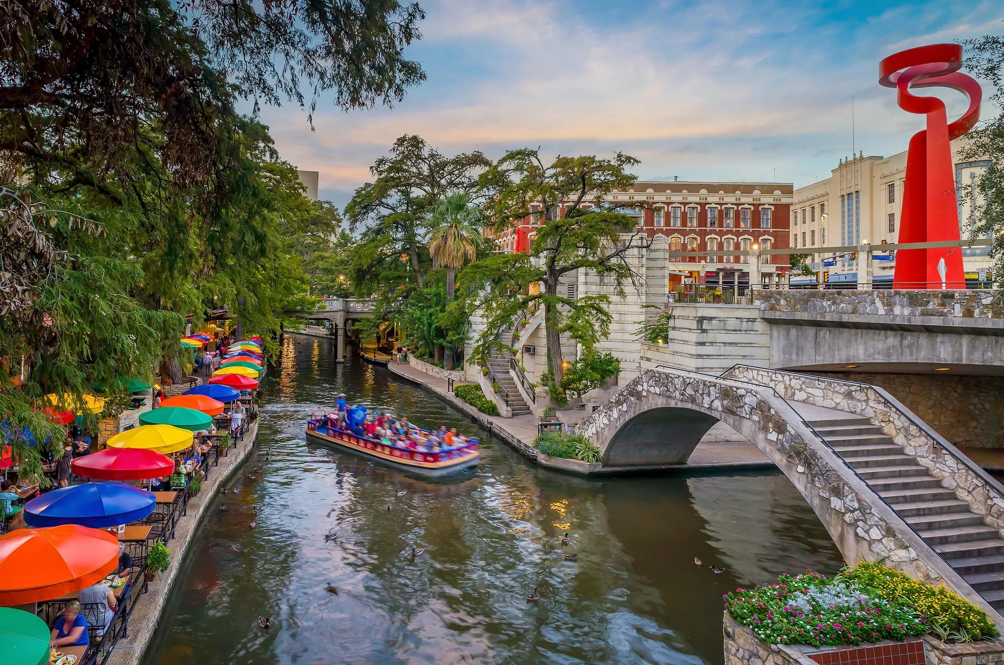 River walk in San Antonio city downtown 