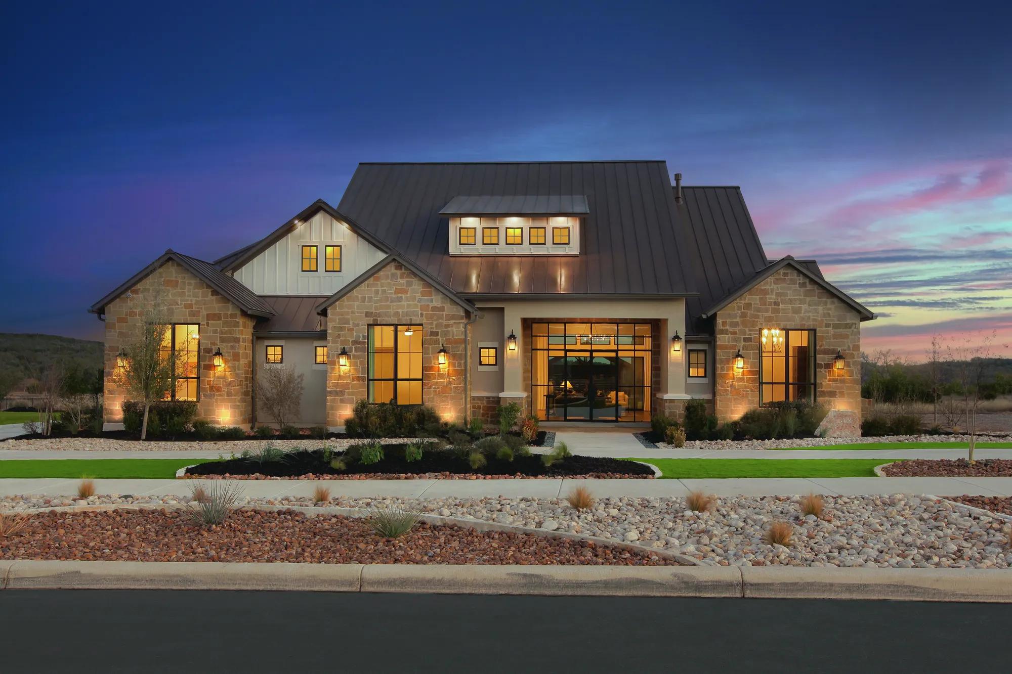 New construction home at twilight 