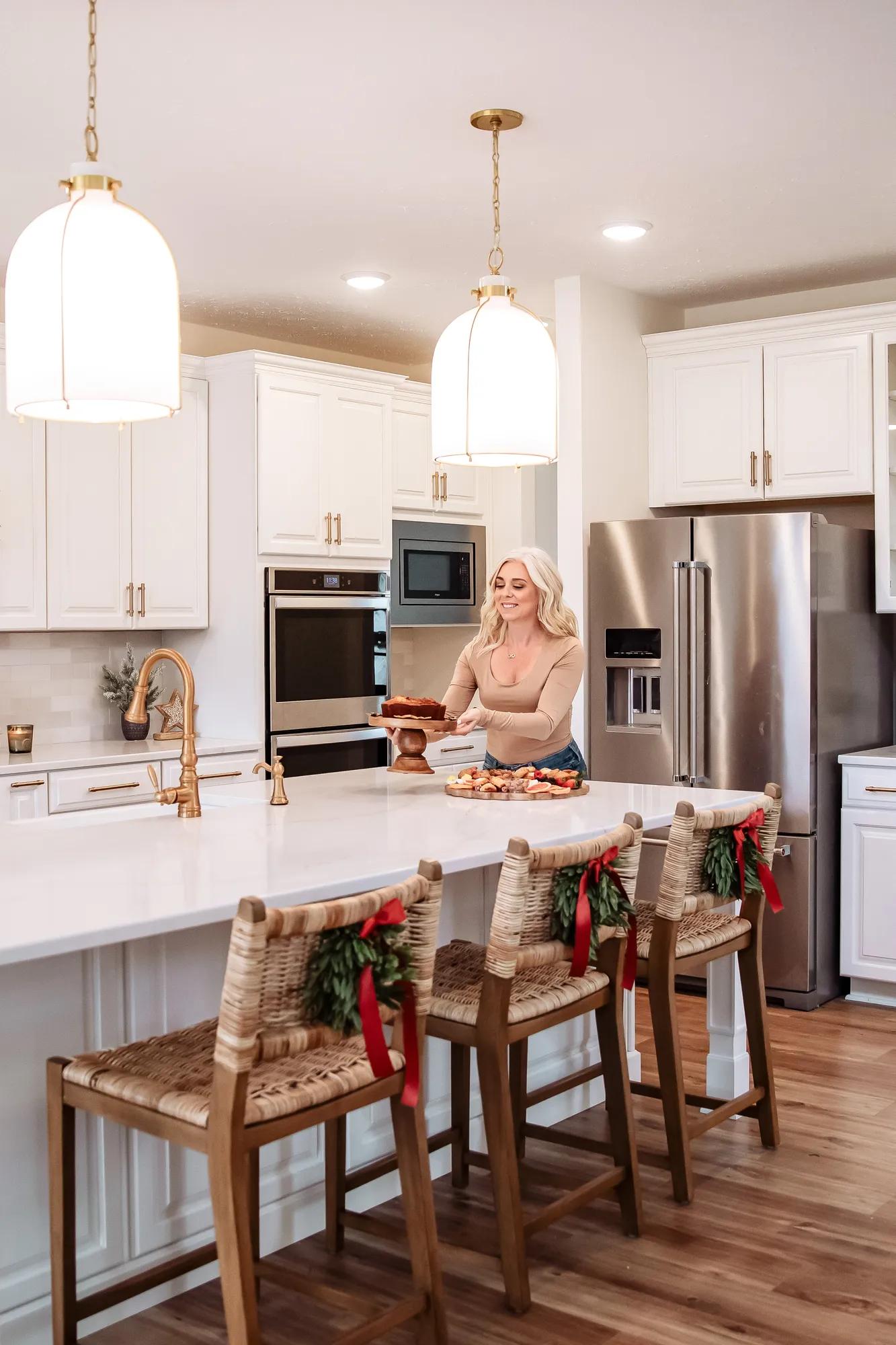 A festive holiday display inside a custom home