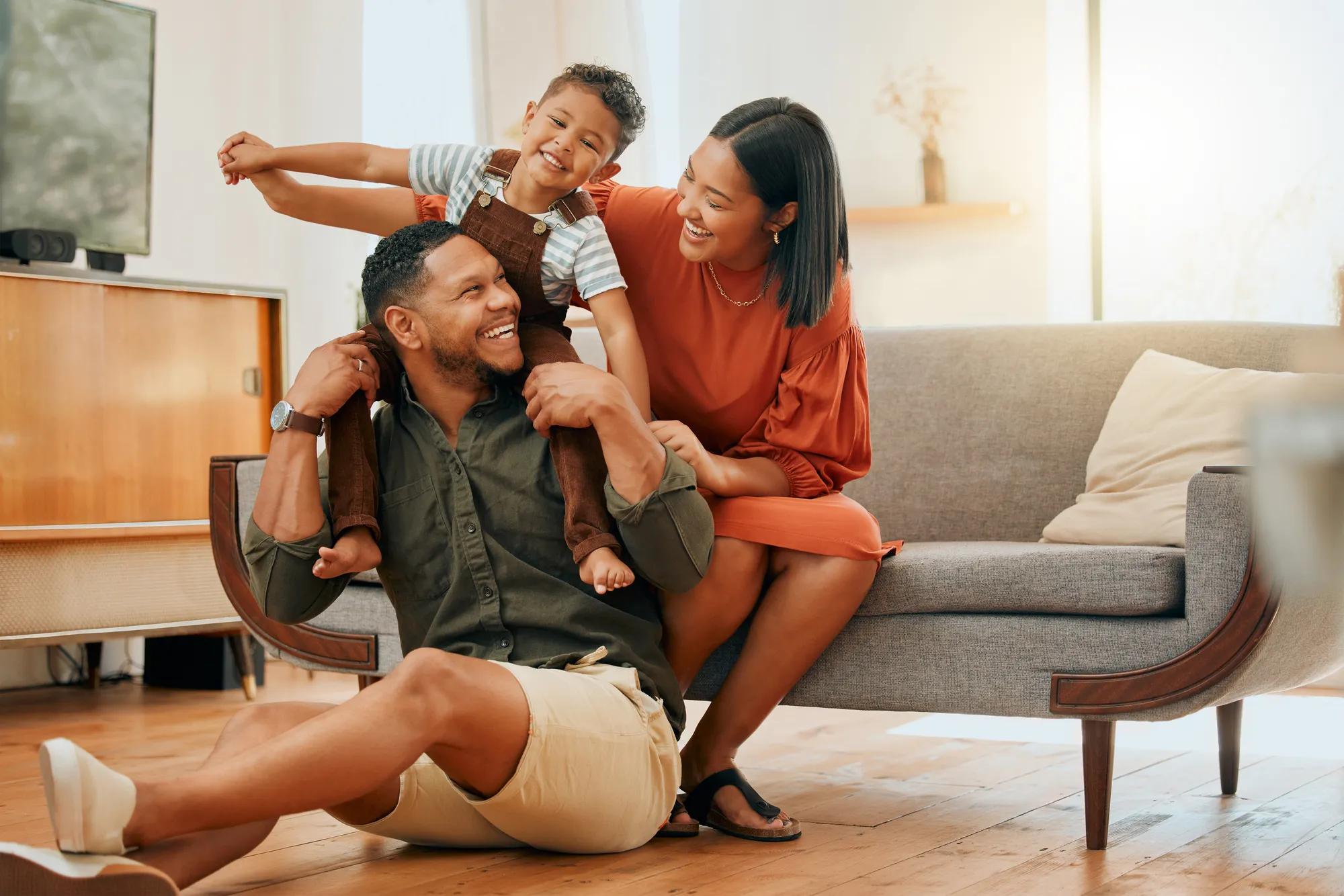 Family enjoying their new home