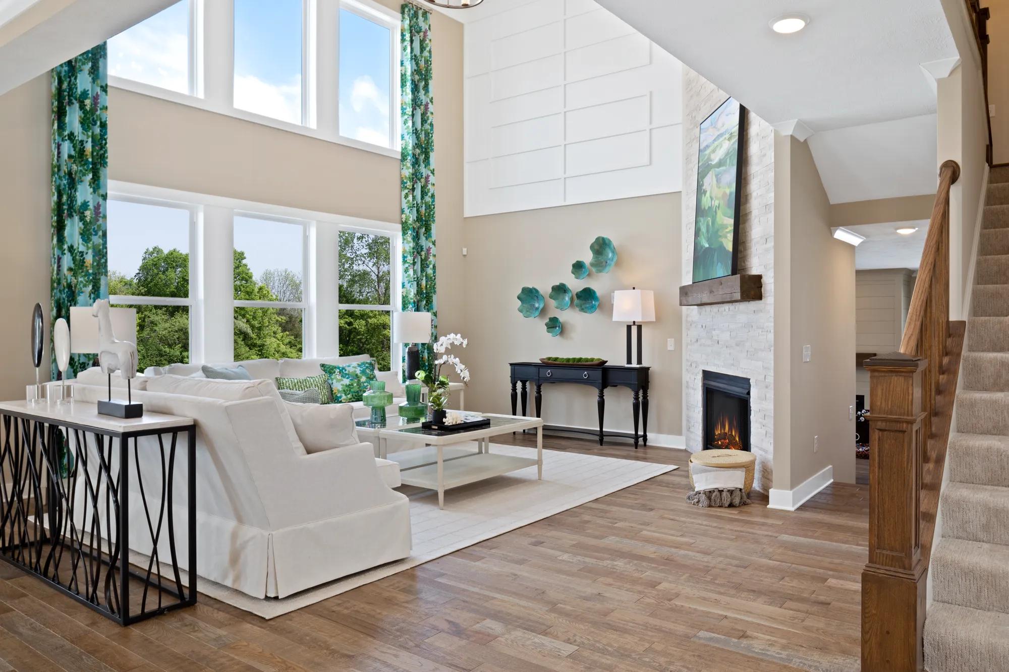 two-story family room