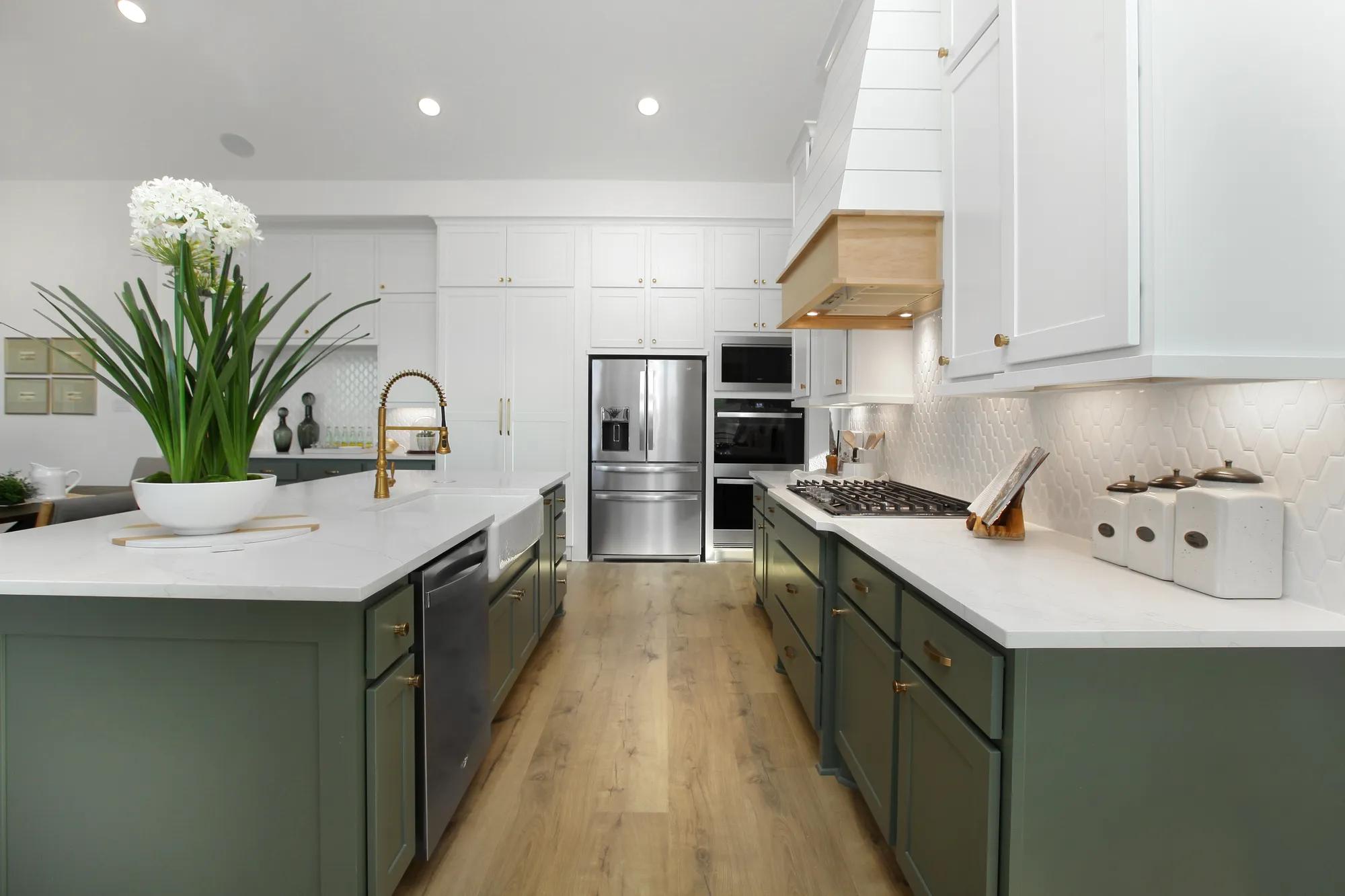 Custom home luxury kitchen with double ovens and extra cabinet storage