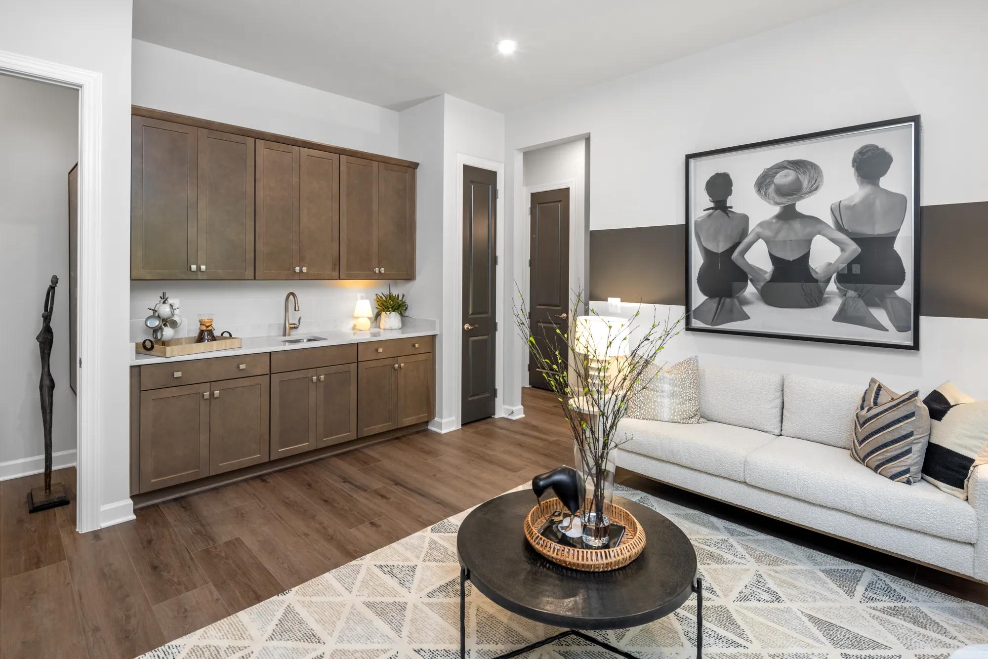 custom home gameroom with wet bar