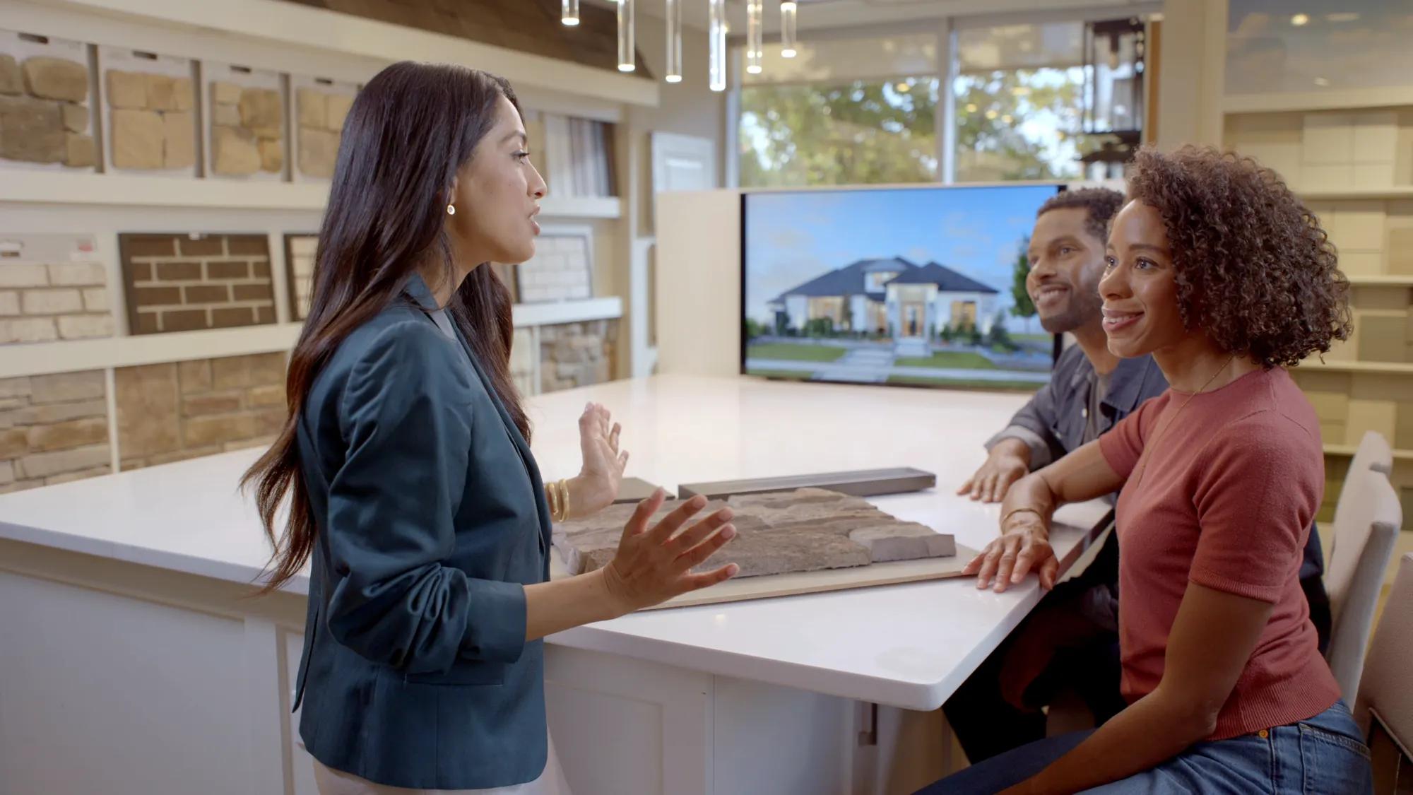 Couple selecting home finishes at Drees Design Center