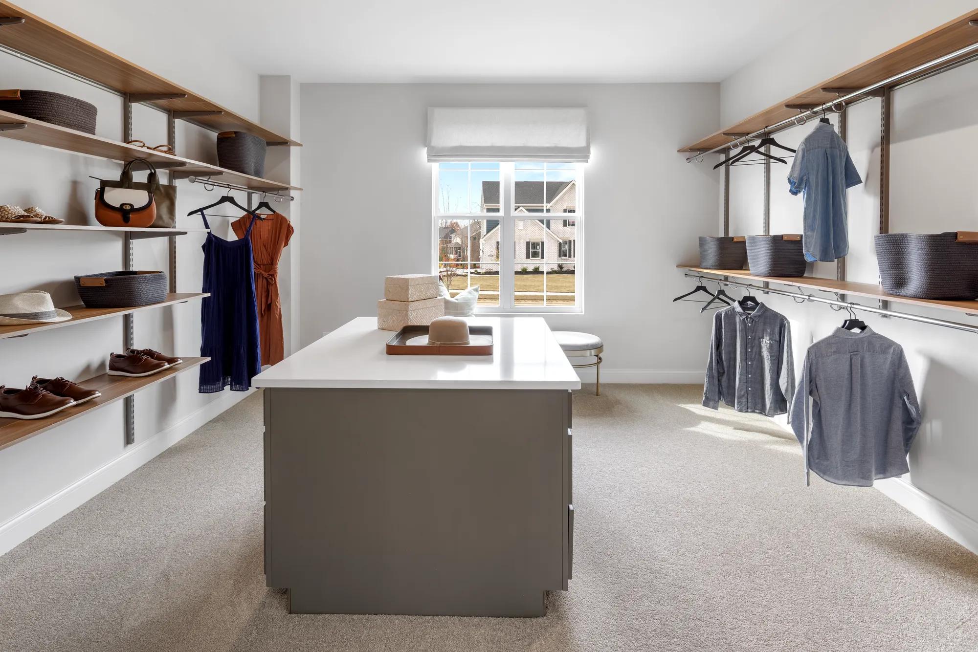 walk-in closet with built-in drawers