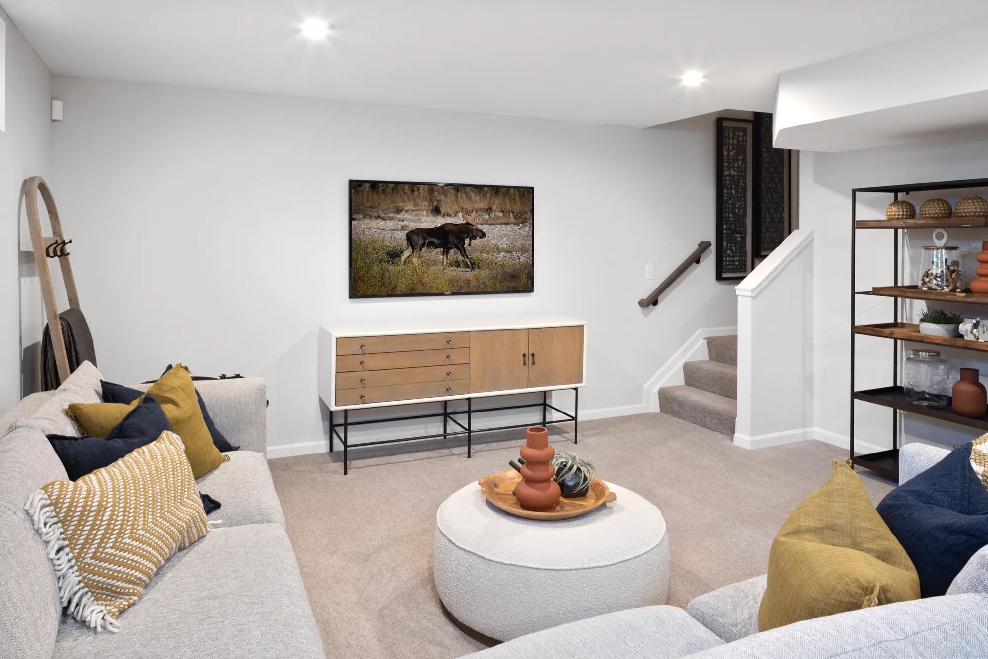 finished lower level with sitting area