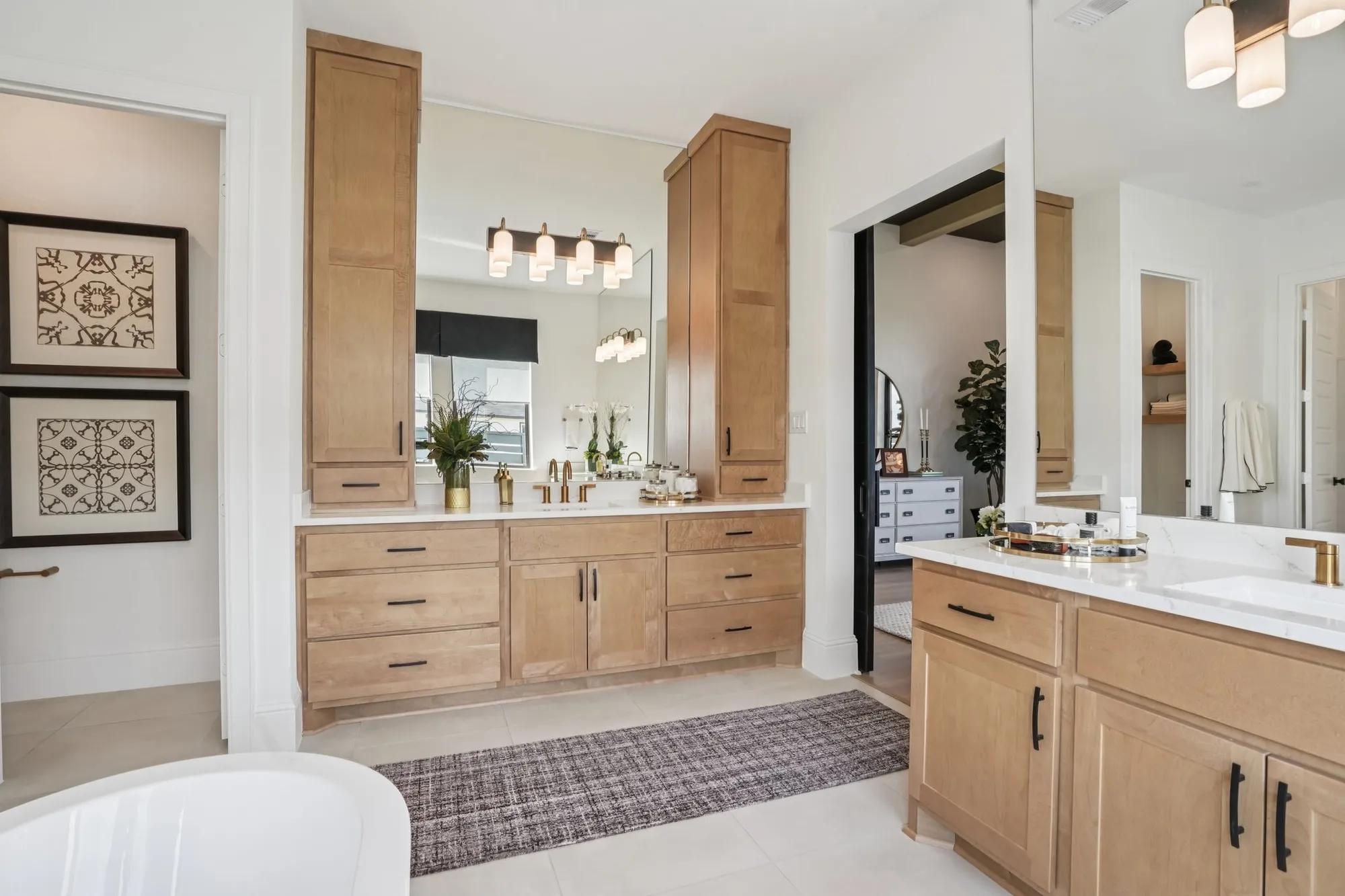 new primary bath with double vanities