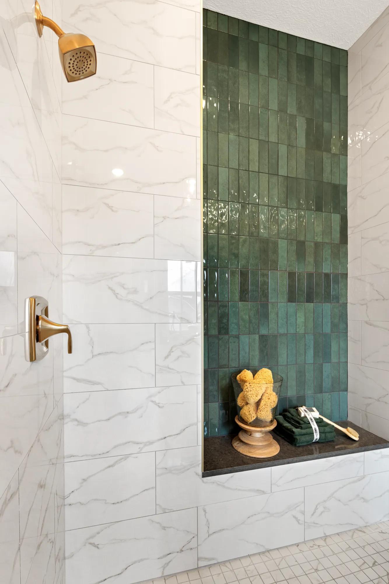 tile shower with seat
