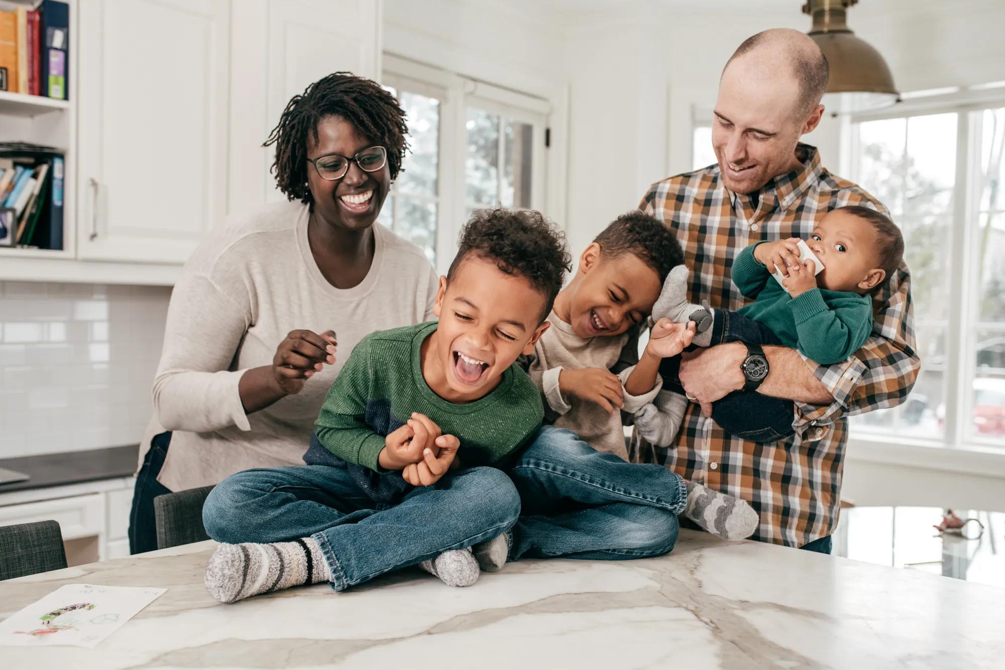 Happy family in home