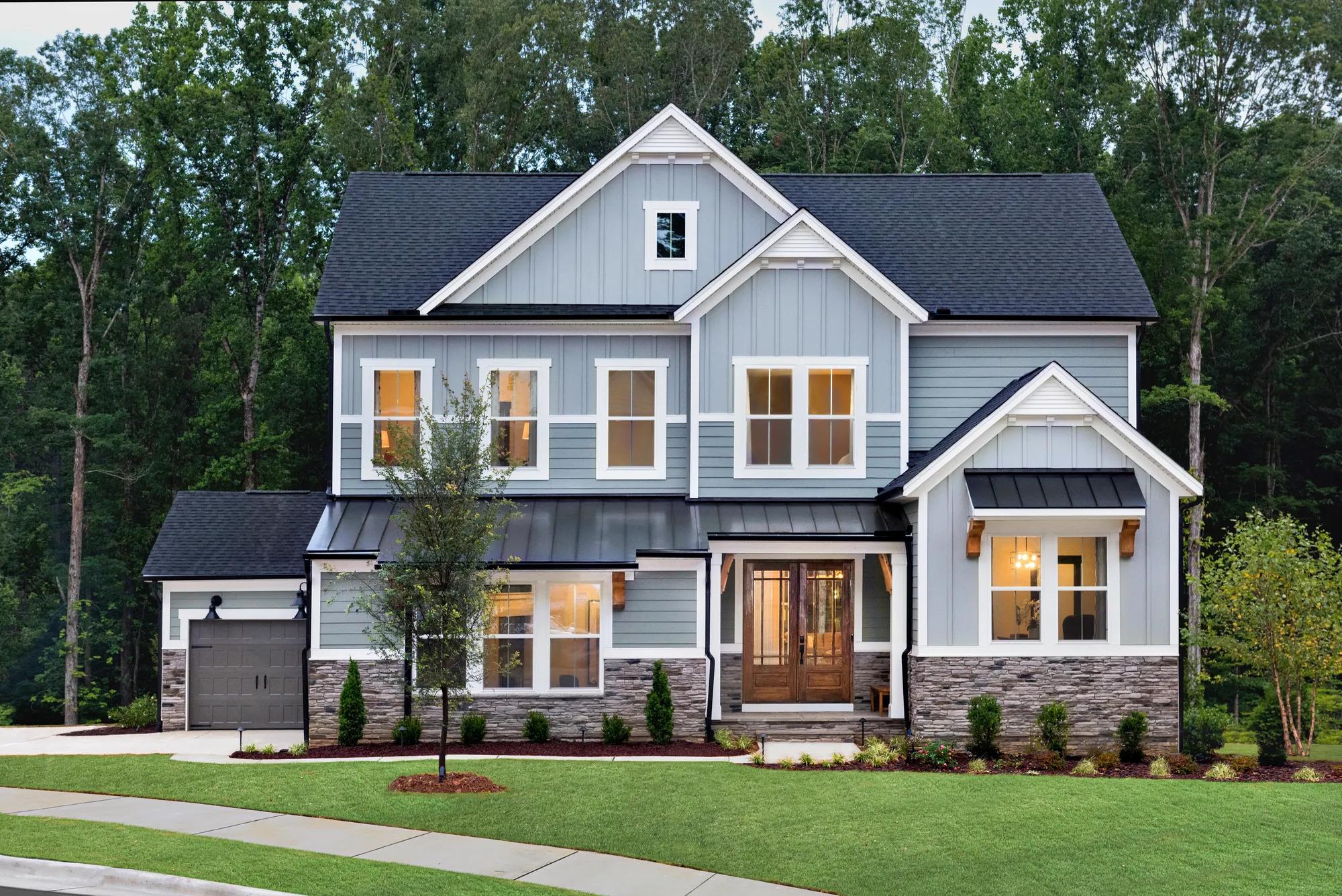 custom two-story home with side entry garage