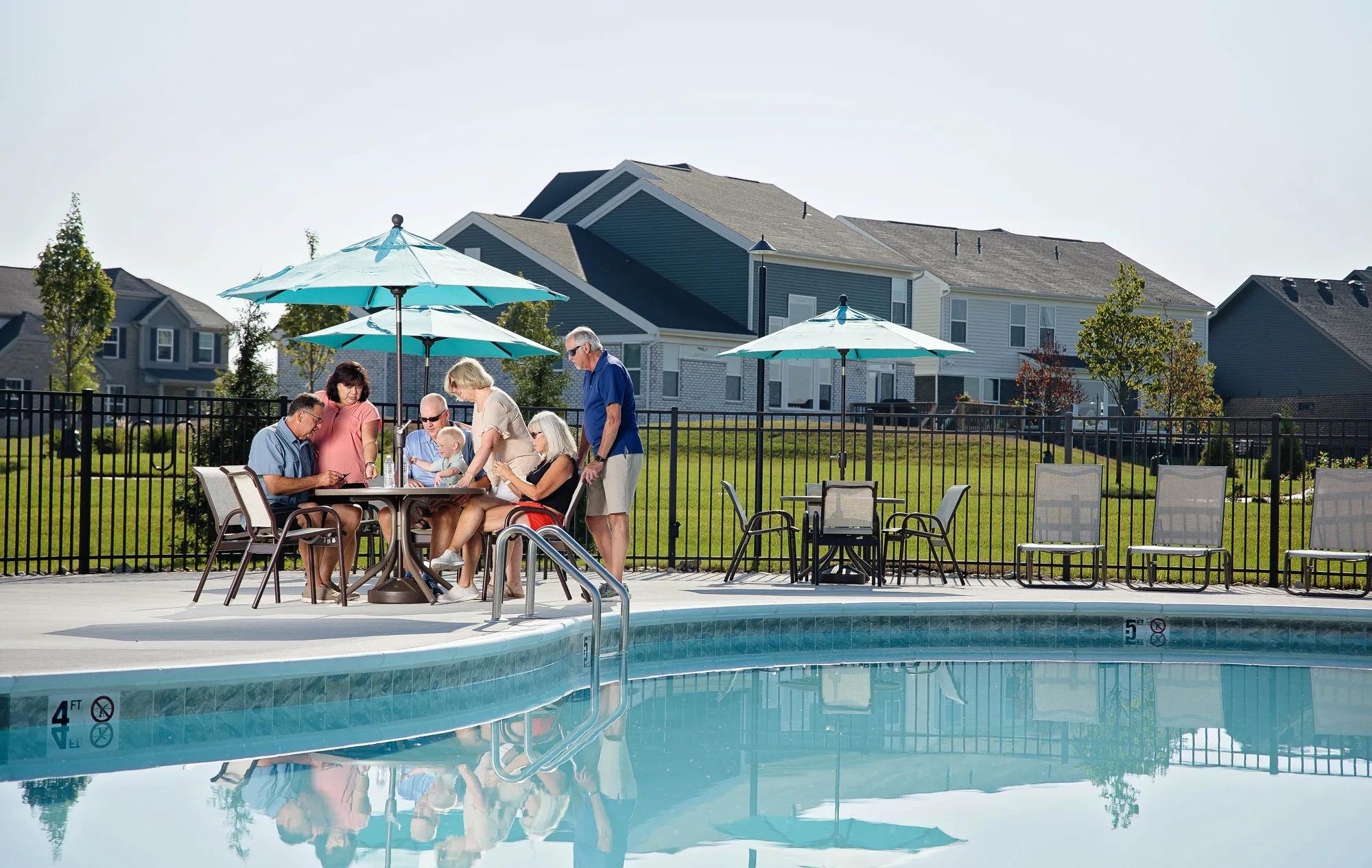 Group of people at community pool in Harrison, OH at Trailhead