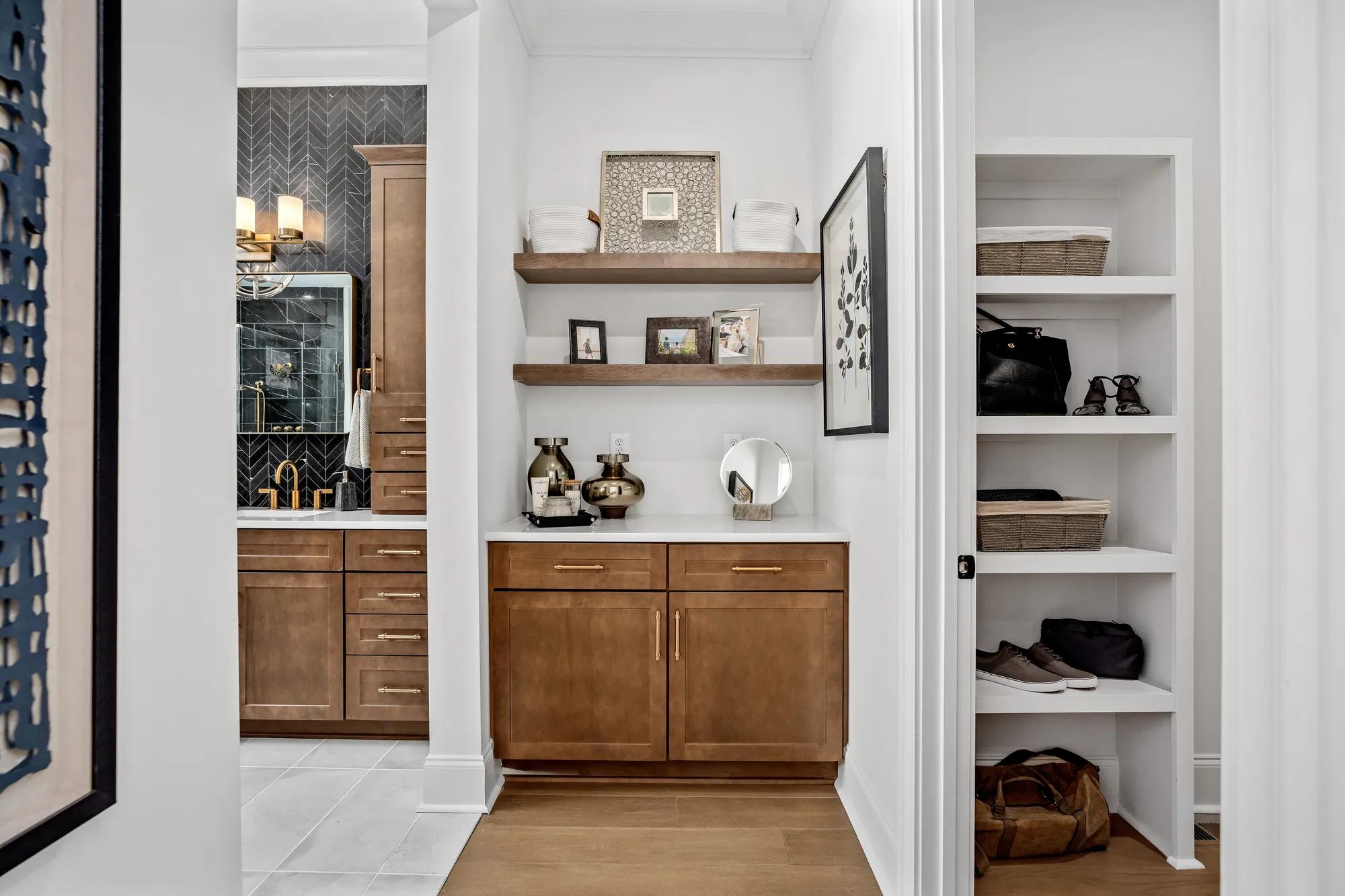 custom bedroom with coffee bar