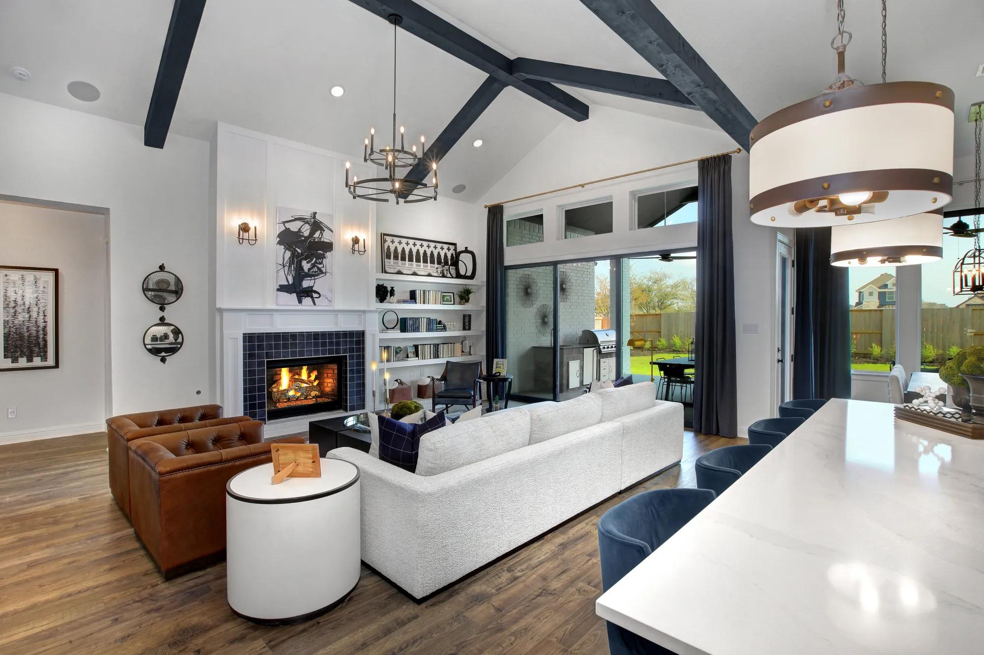 family room with fireplace