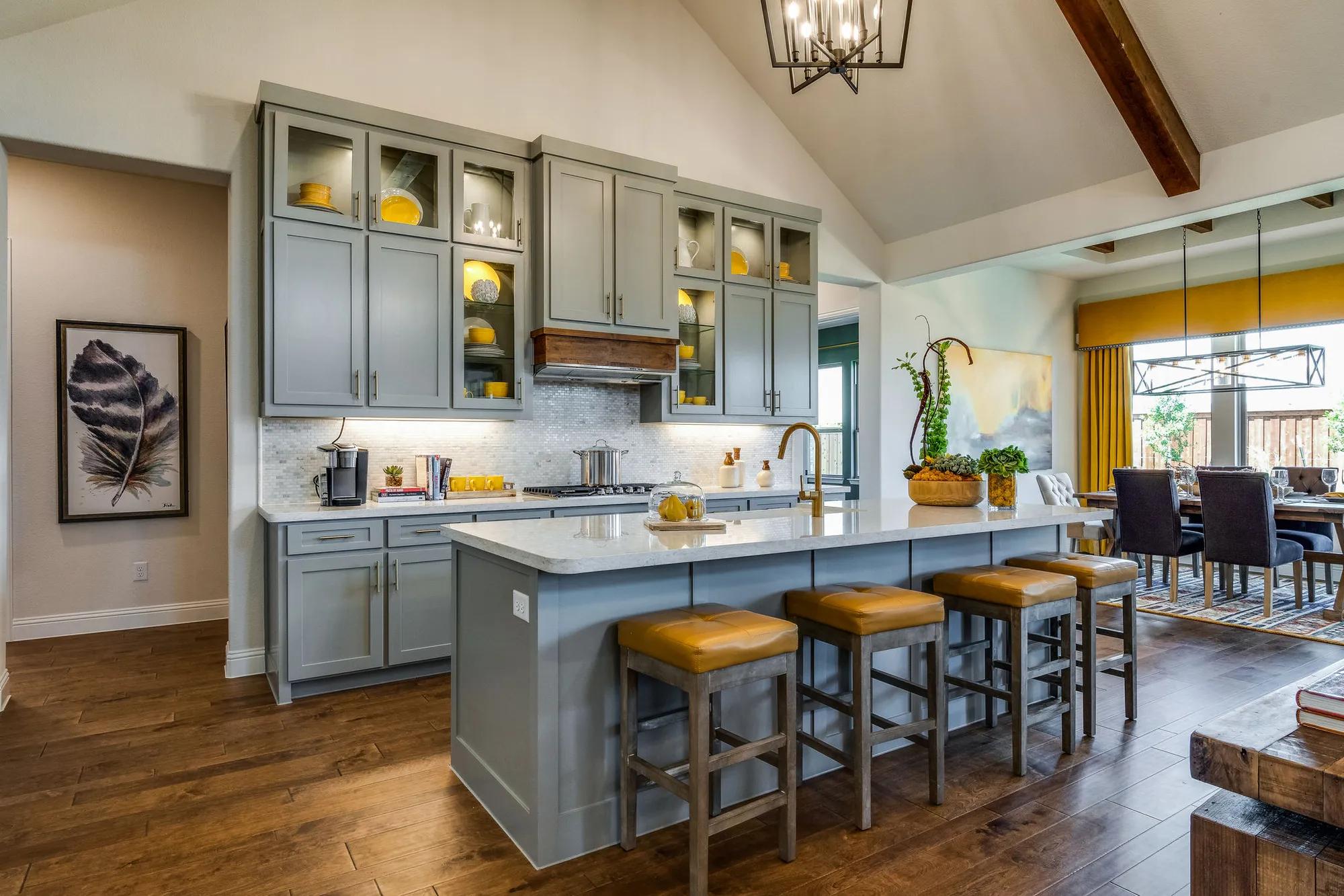 kitchen with green cabinets