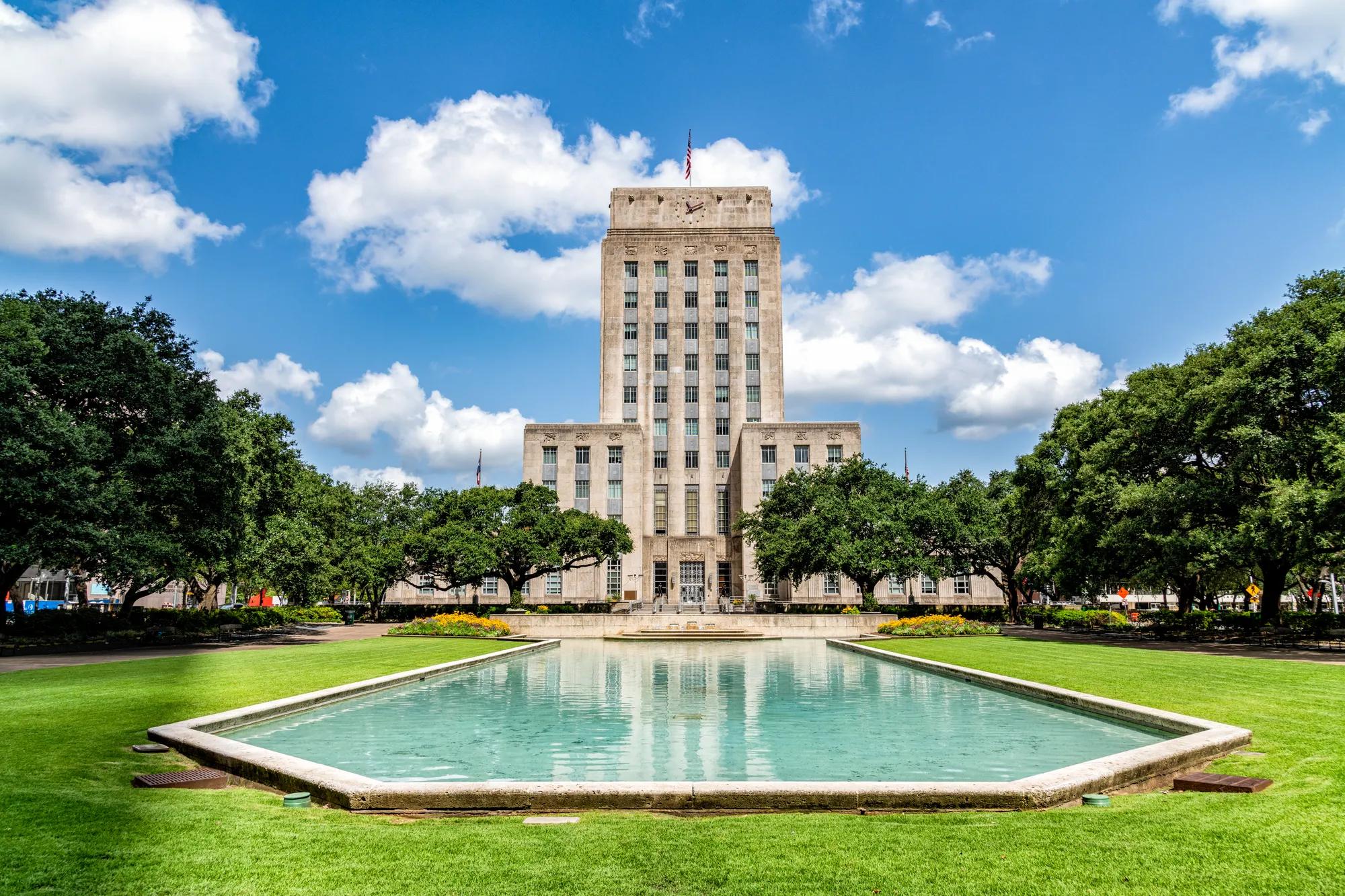The City Hall building of Houston, Texas located in downtown Houston.
