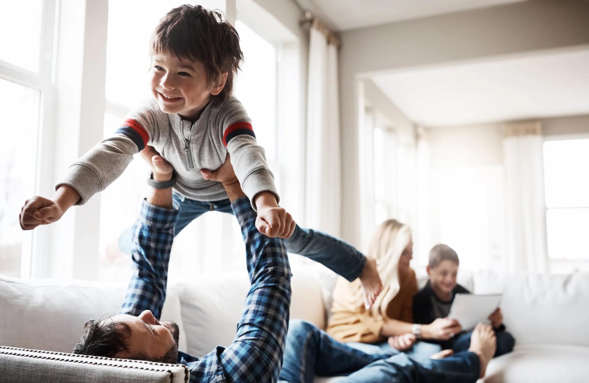 Family playing at home