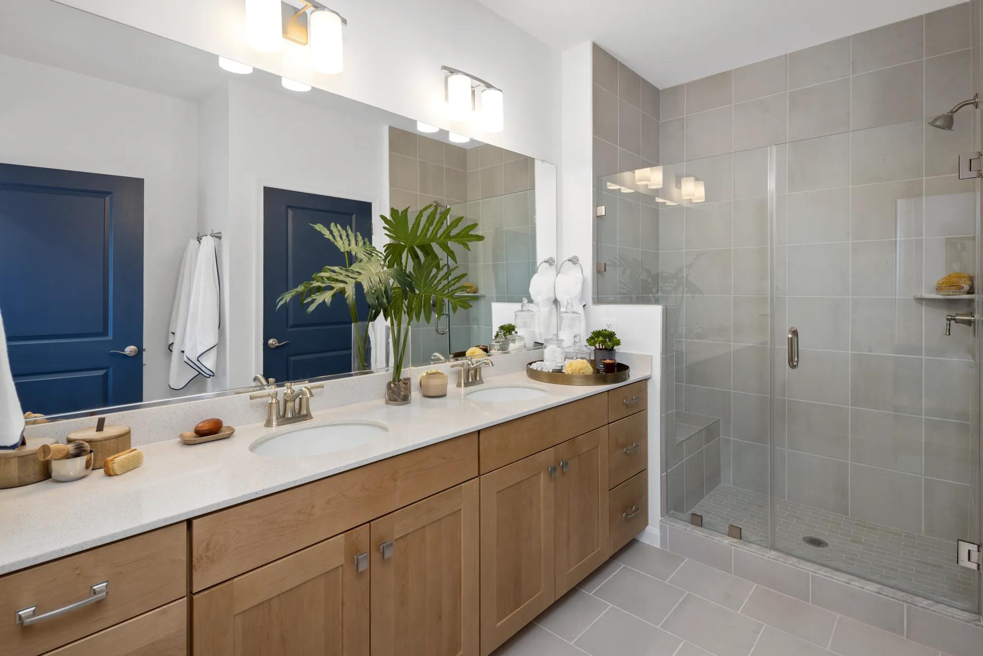 new primary bath with double vanities