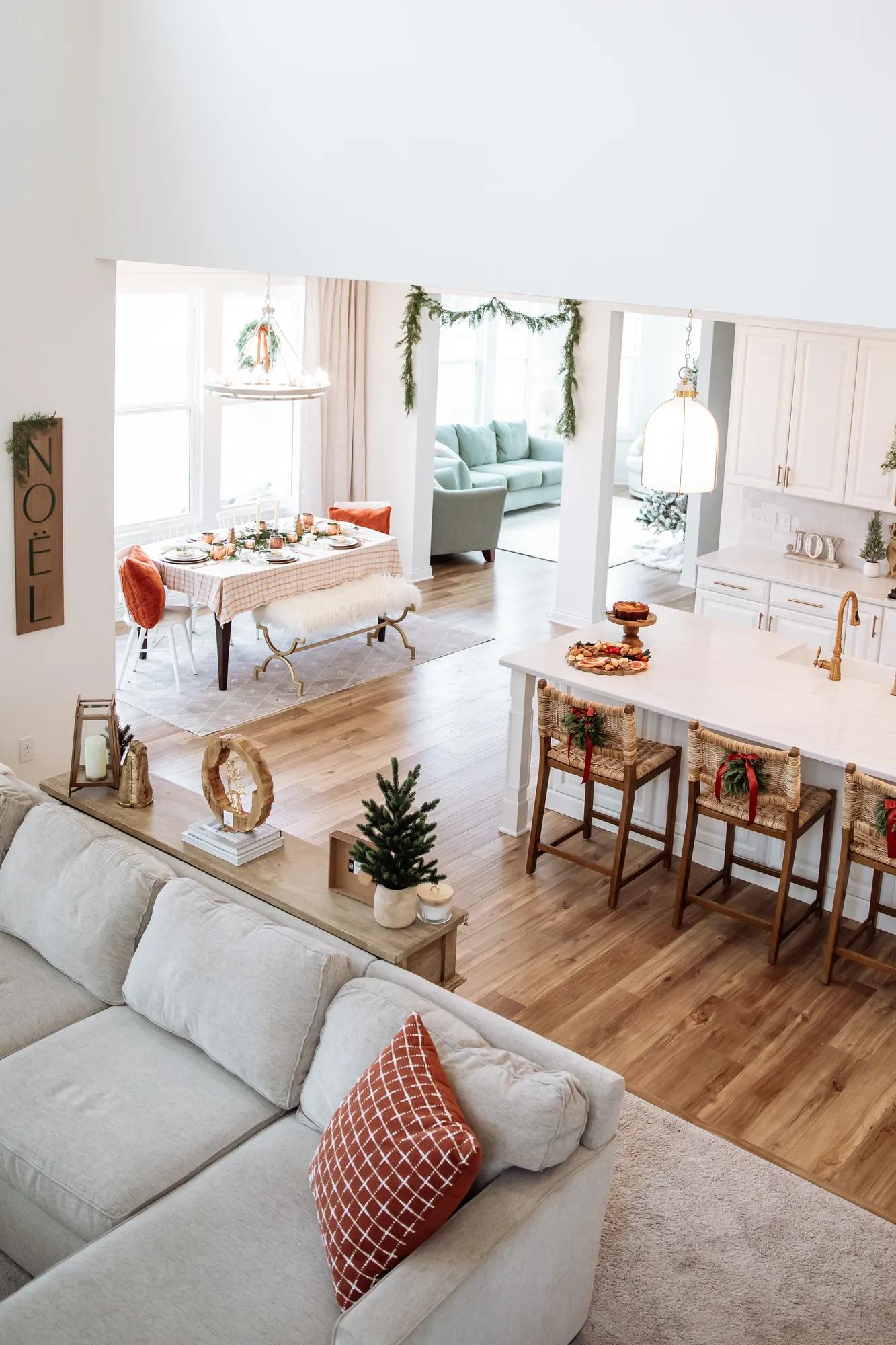 A festive holiday display inside a custom home