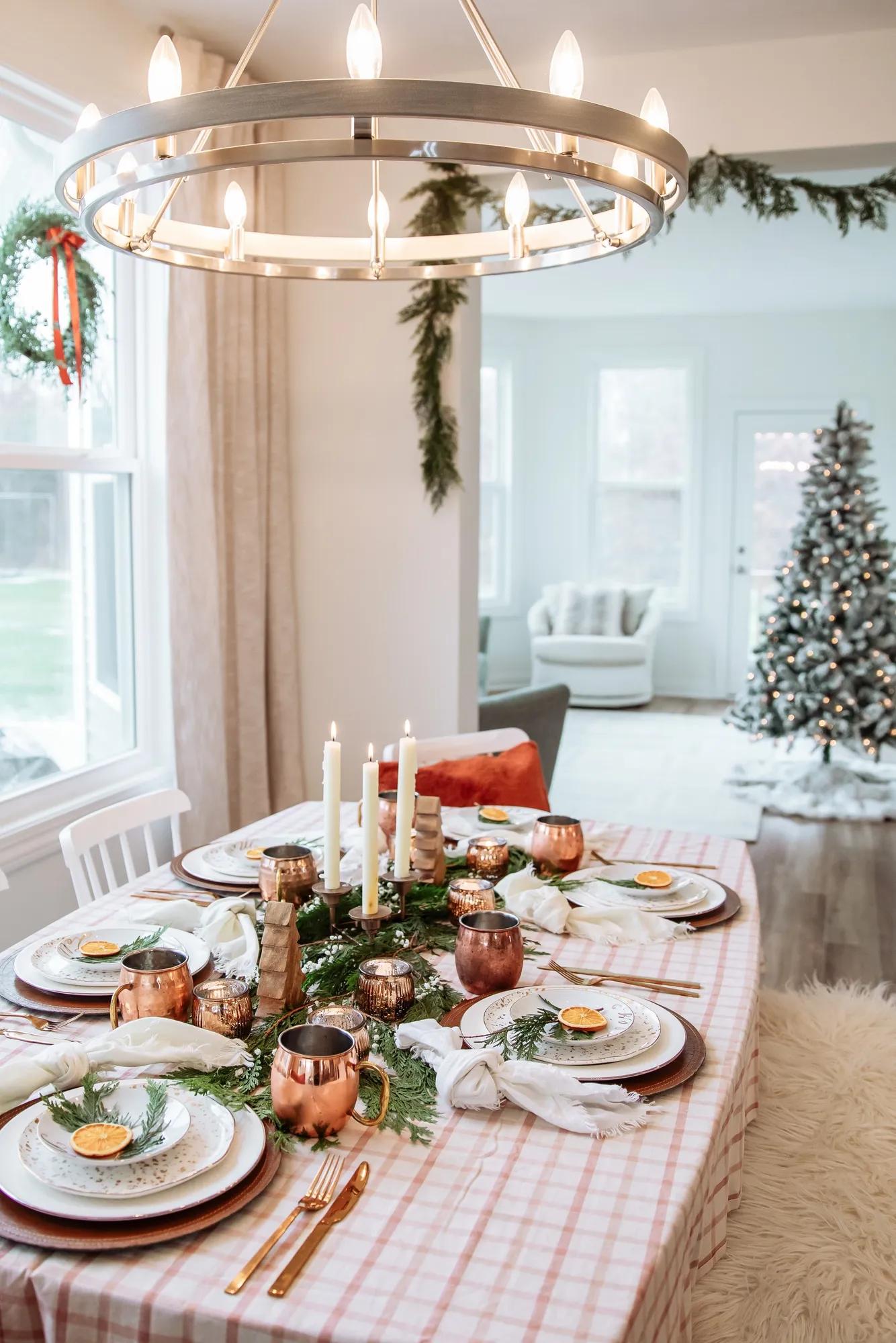 A festive holiday display inside a custom home