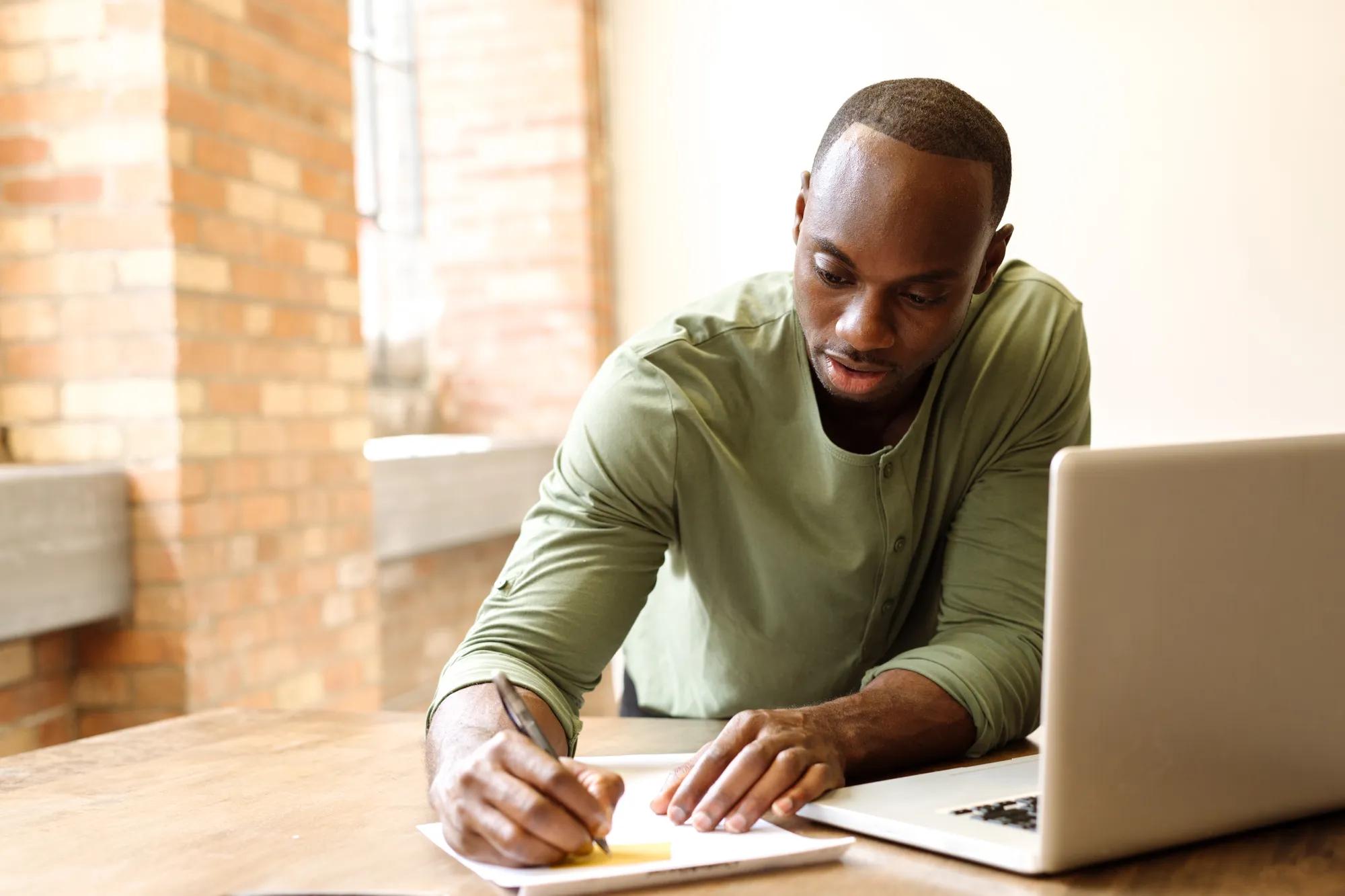 man working on laptop