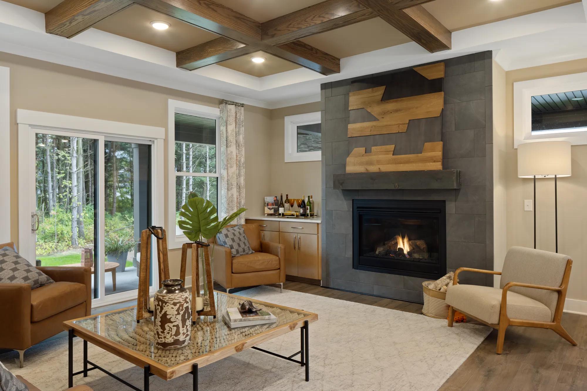 new family room with fireplace