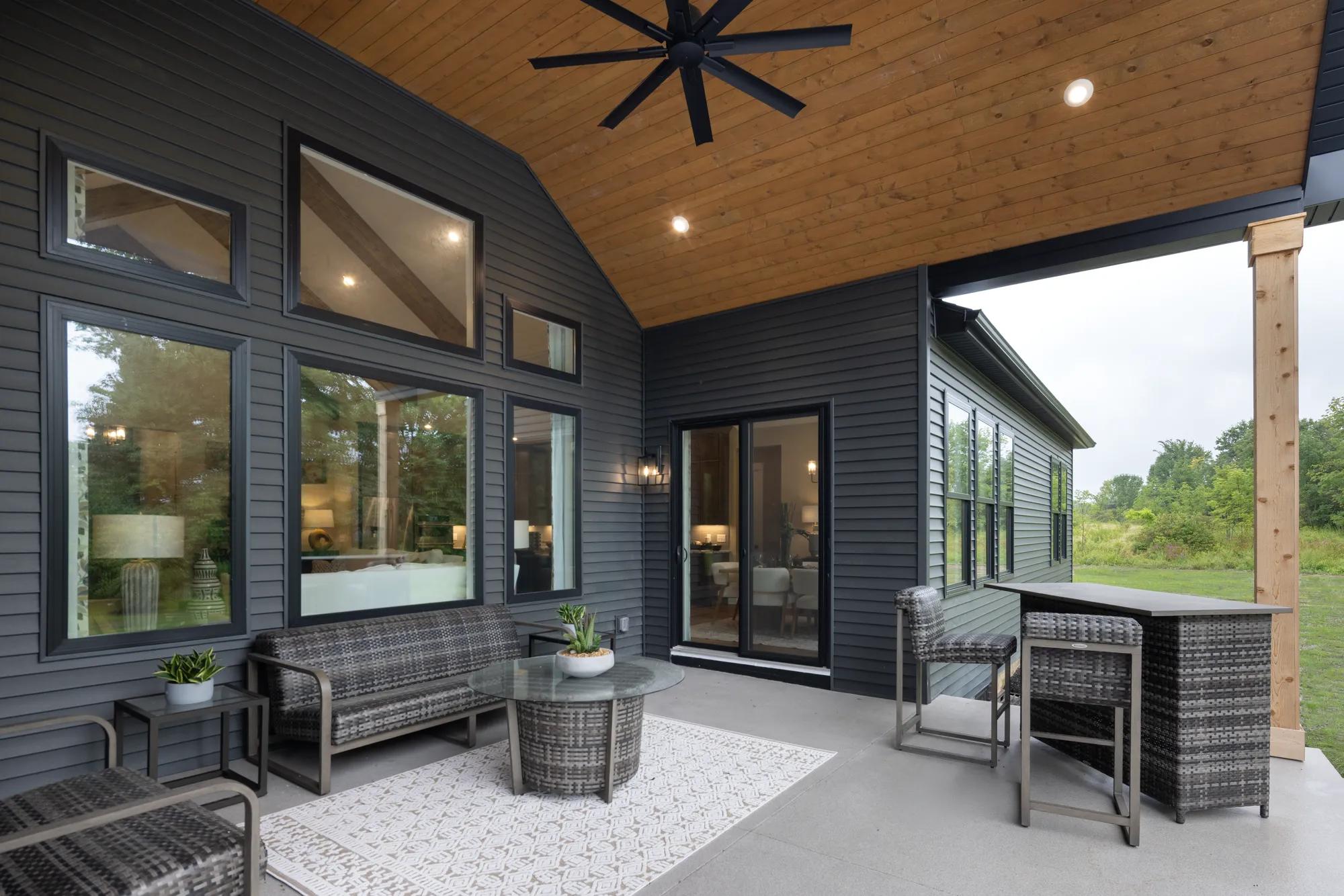 Custom home covered patio outdoor living area