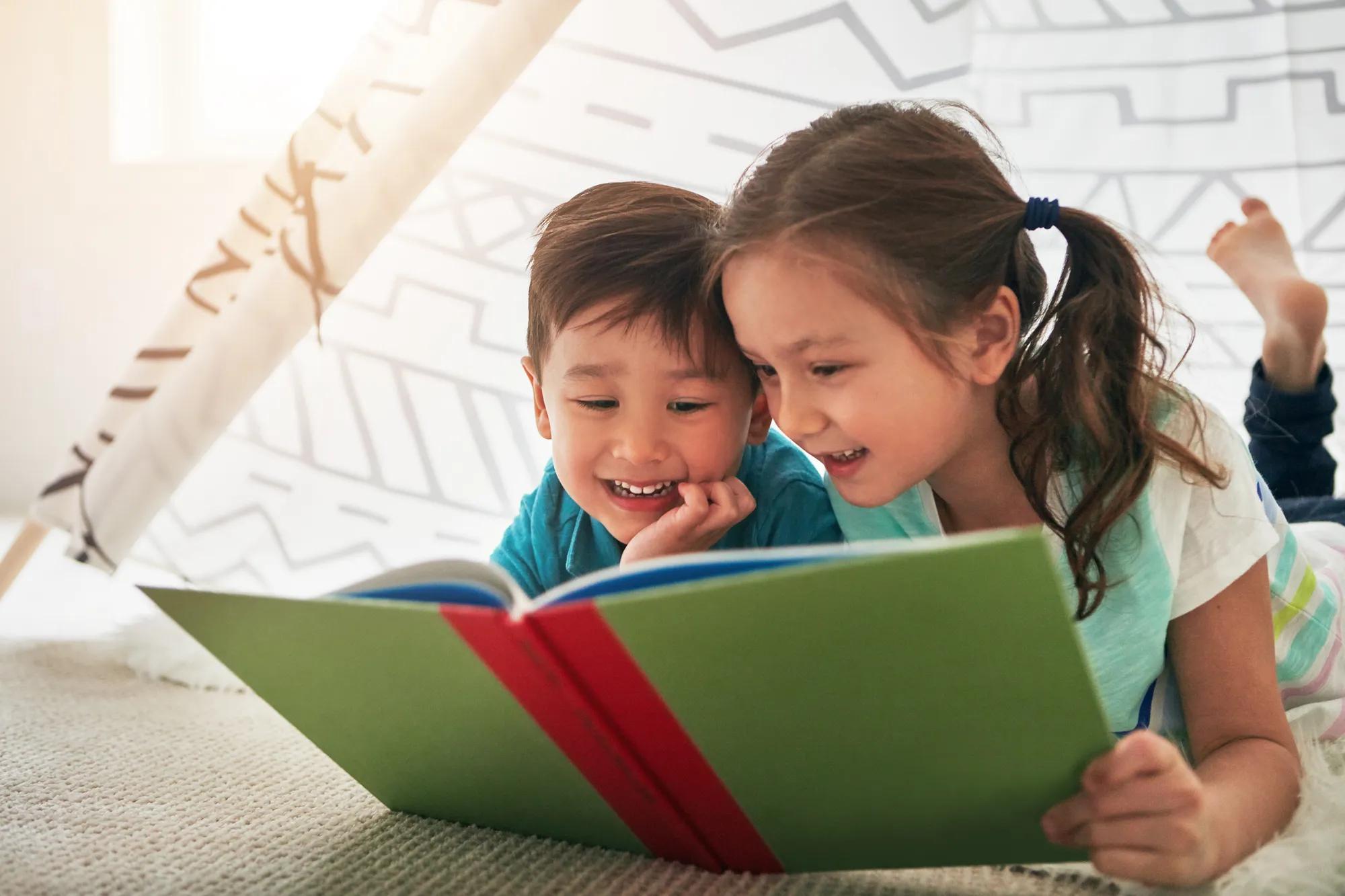 Kids reading in home