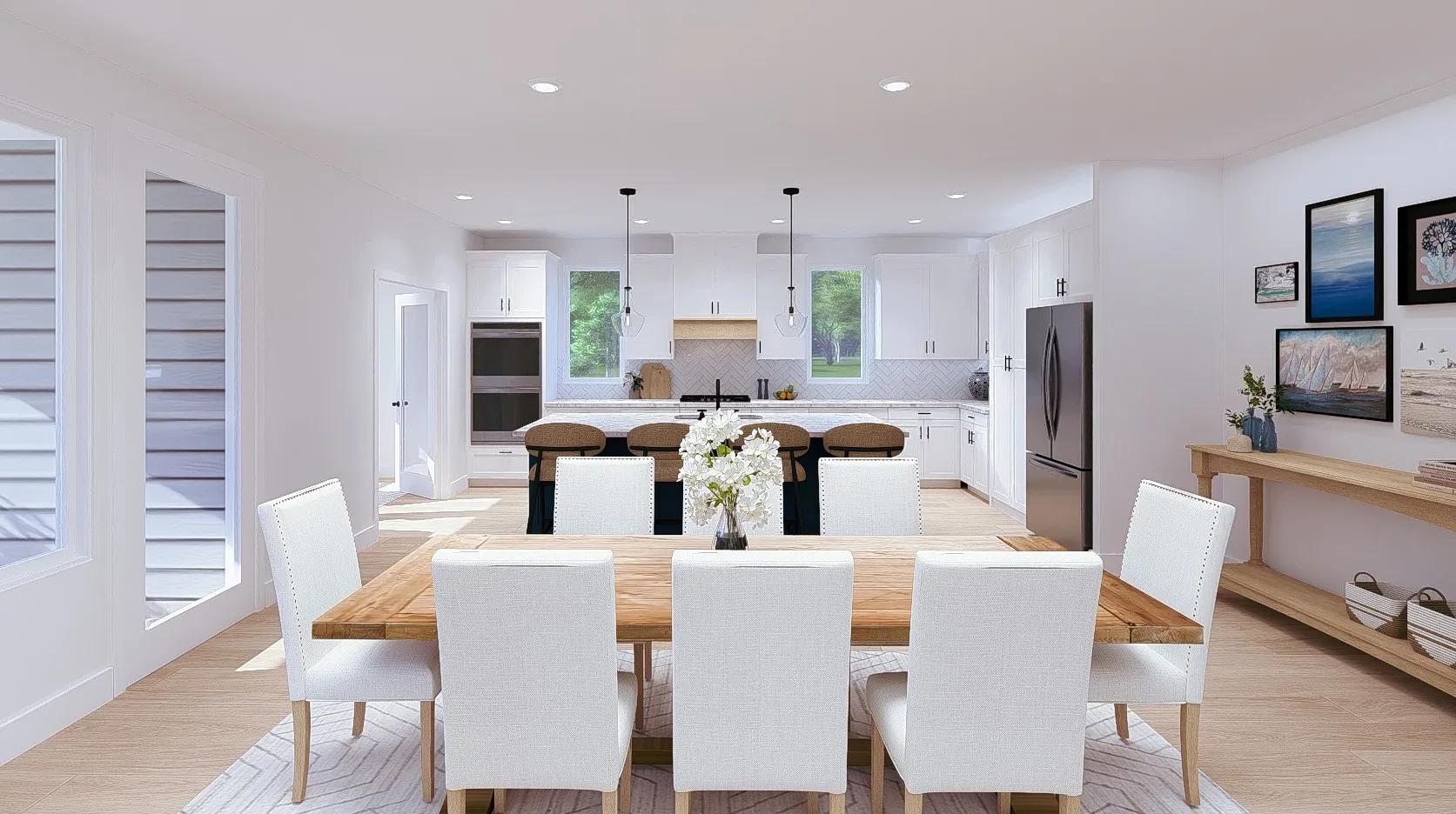 new home dining room with table for eight
