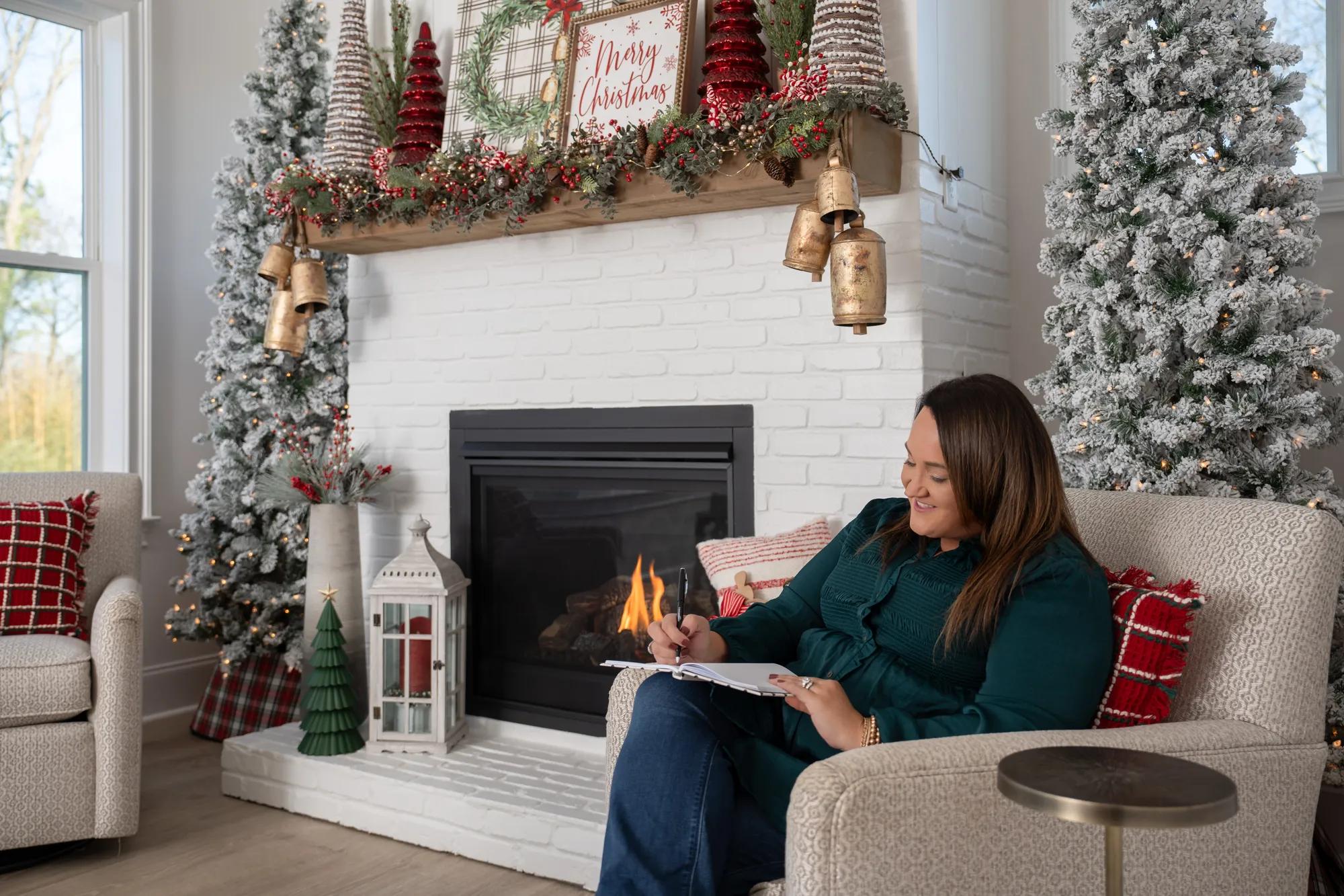 Influencer, Stacey Collins, decorating for the holidays in her custom Drees Home