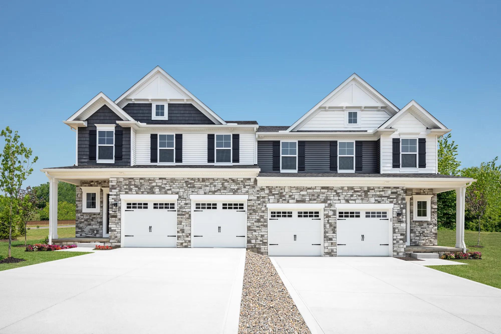 Townhome building with two units each with two car garage