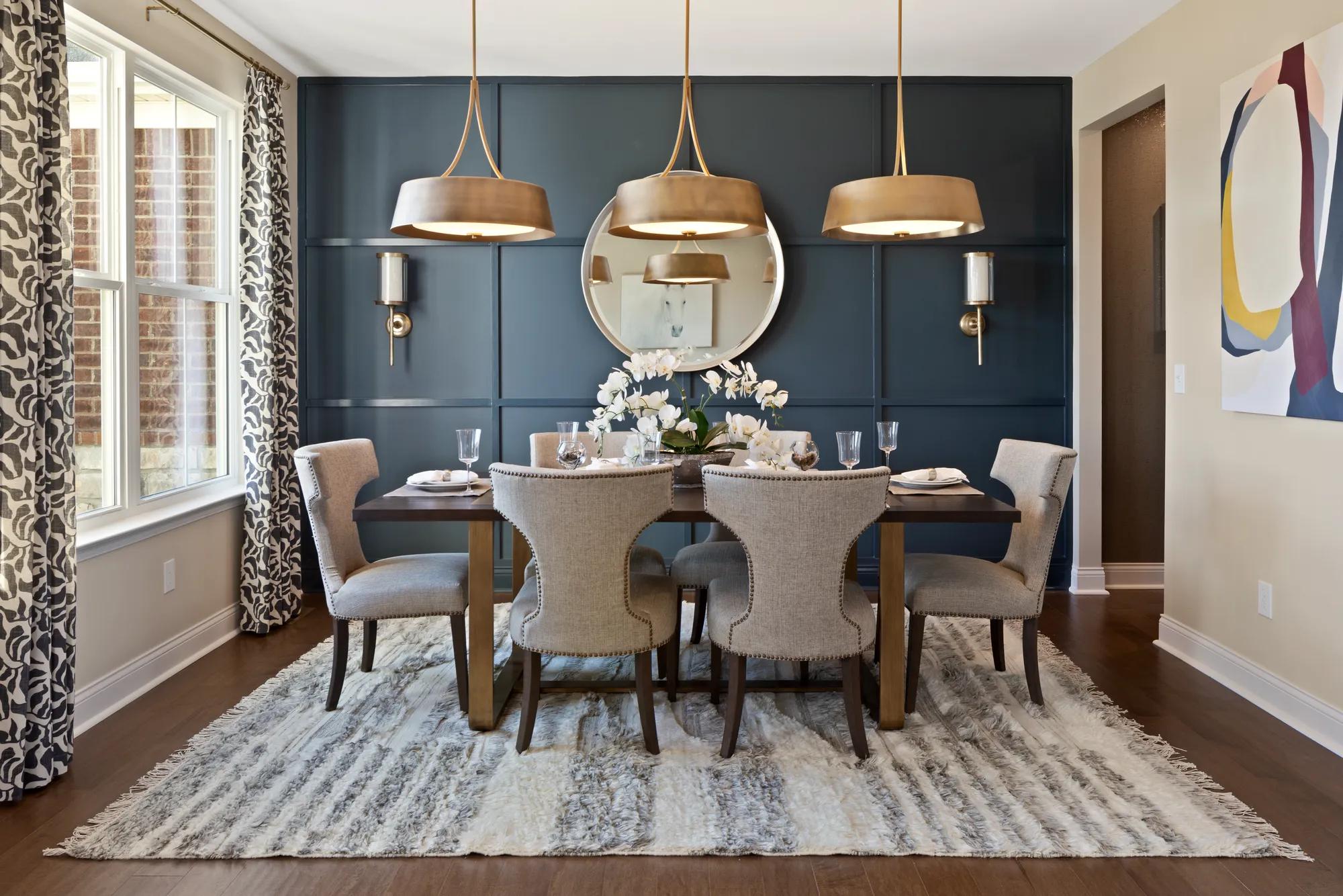 dining room with three pendant lights