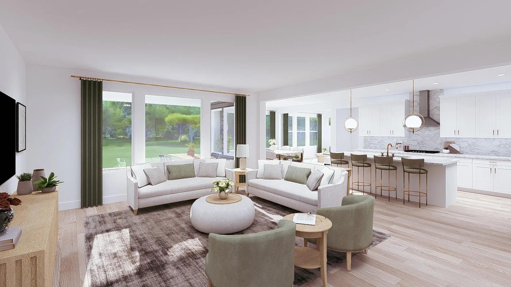 Drees home family room with wall of windows