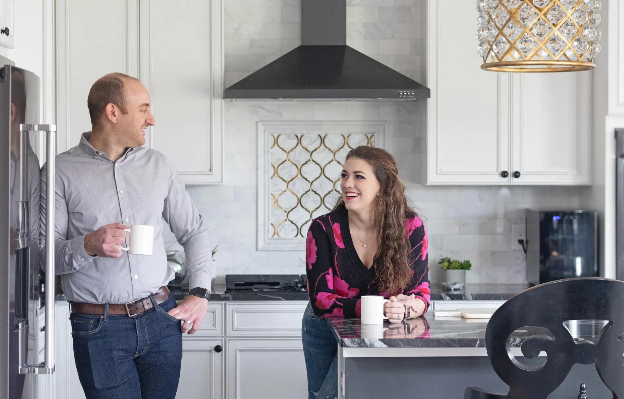 New Homeowners enjoying their luxurious and very spacious Buchanan kitchen
