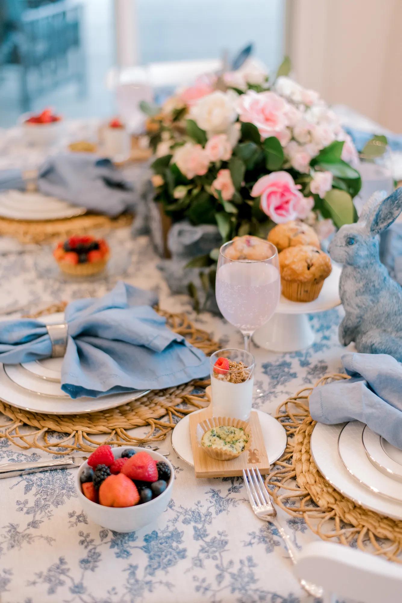 A beautifully decorated Easter place setting in a custom Drees Home
