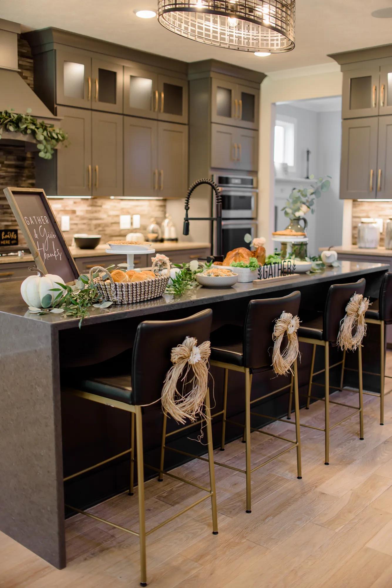 Delicious Thanksgiving food at a fall event in a custom home