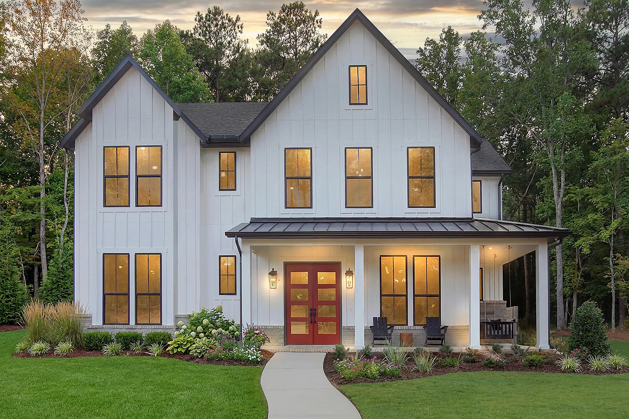 custom home with wraparound porch