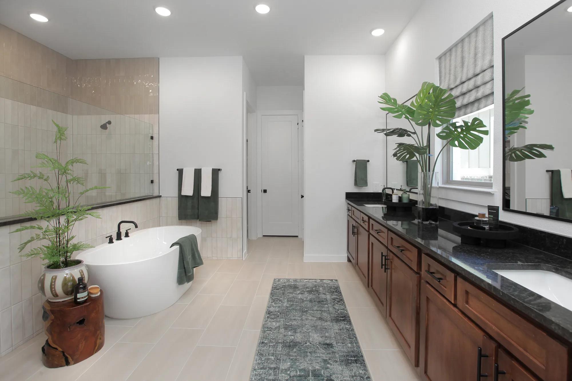 Drees home primary bath with freestanding tub