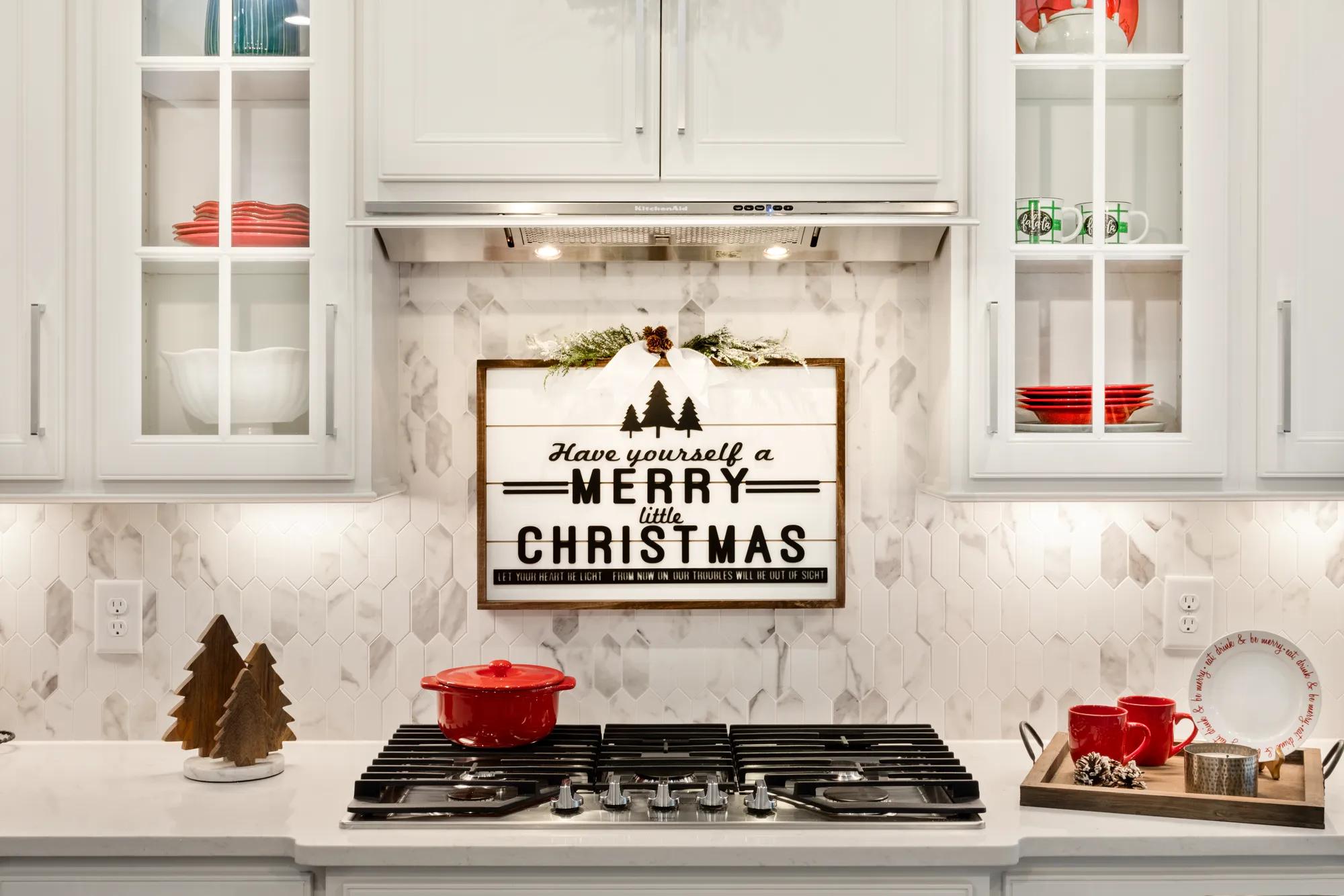 A holiday themed kitchen in a custom home
