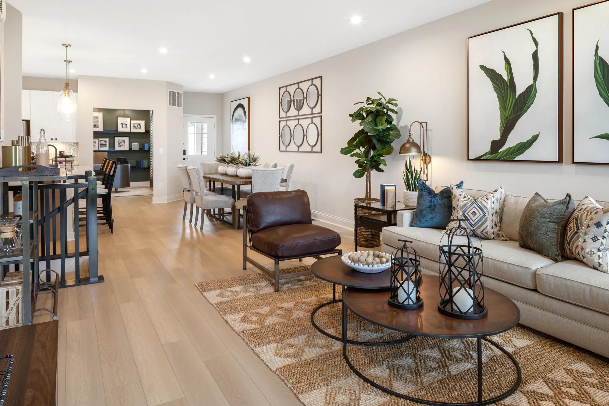 family room open to dining room and kitchen