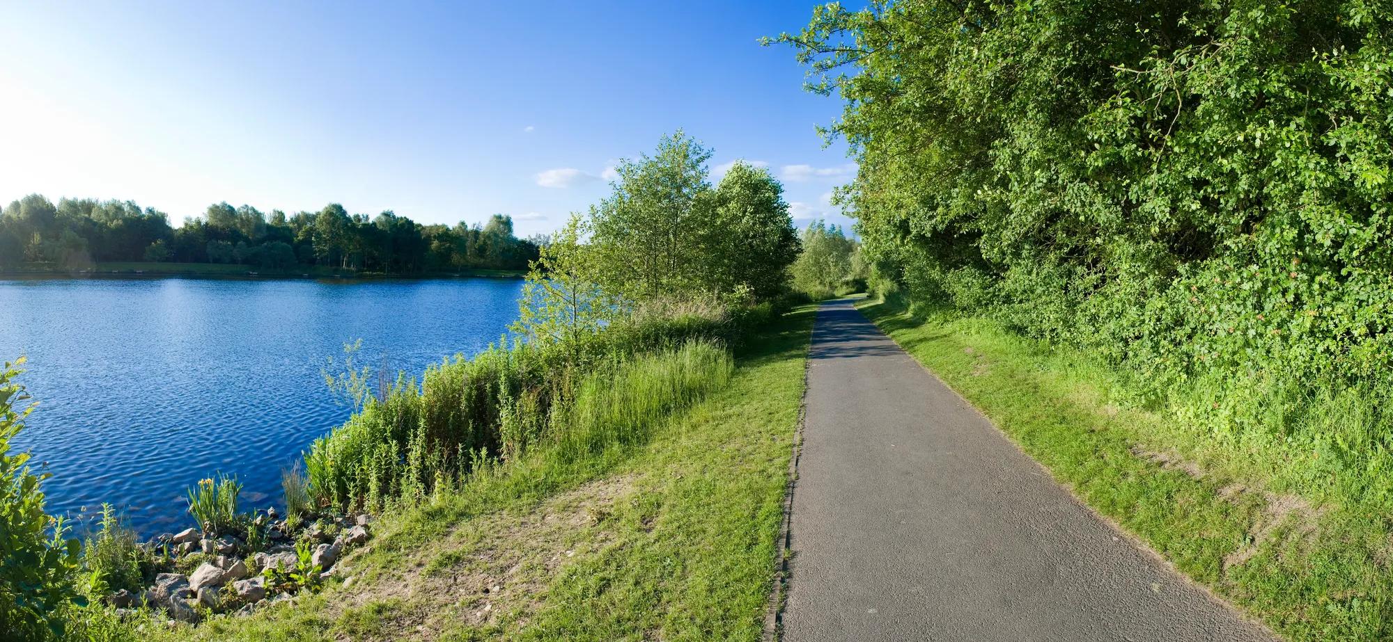 Trail alongside body of water