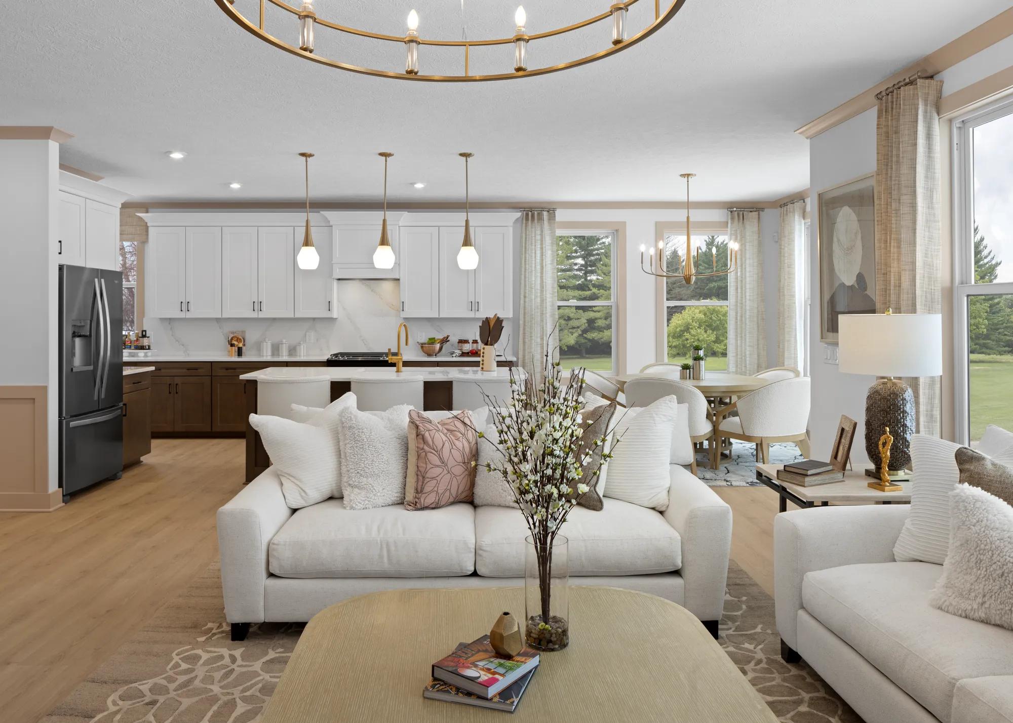 custom family room and kitchen