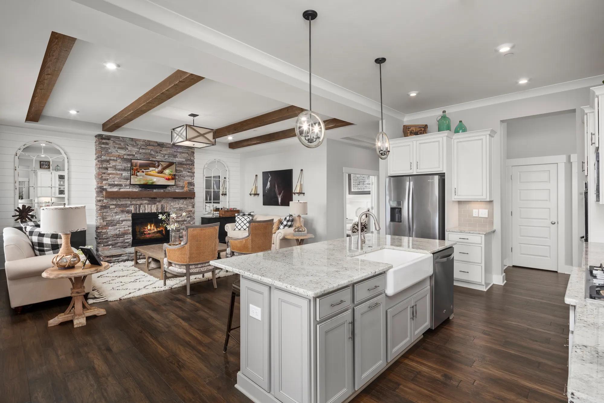 kitchen island with farm sink