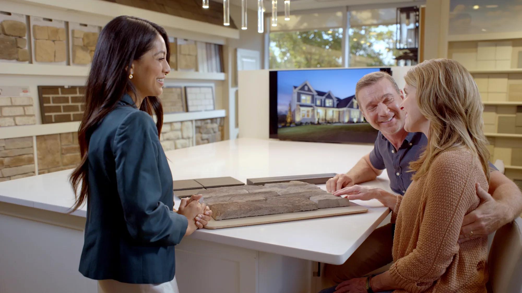 Couple selecting home finishes at Drees Design Center