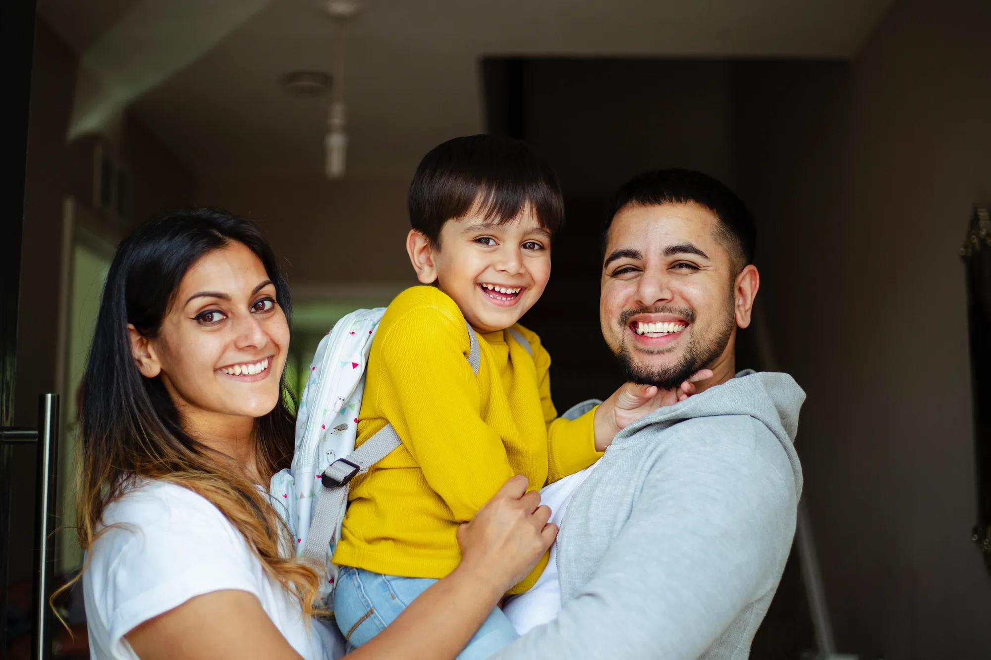 Happy family in home
